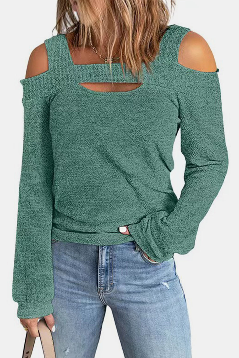 Full Size Cutout Cold Shoulder Blouse - Be Bliss Boutique