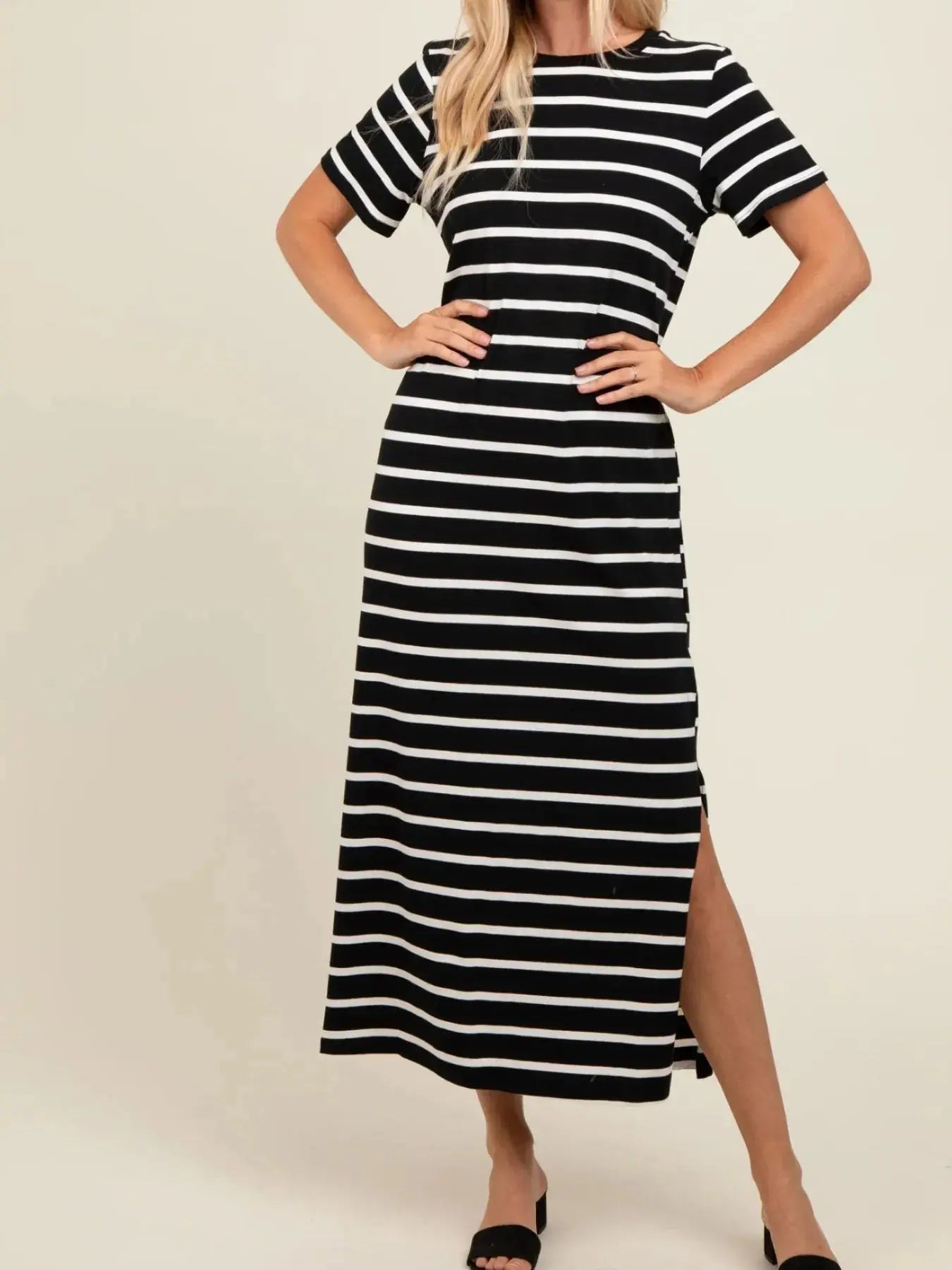 Full Size T-Shirt Striped Maxi Dress |  Be Bliss Boutique