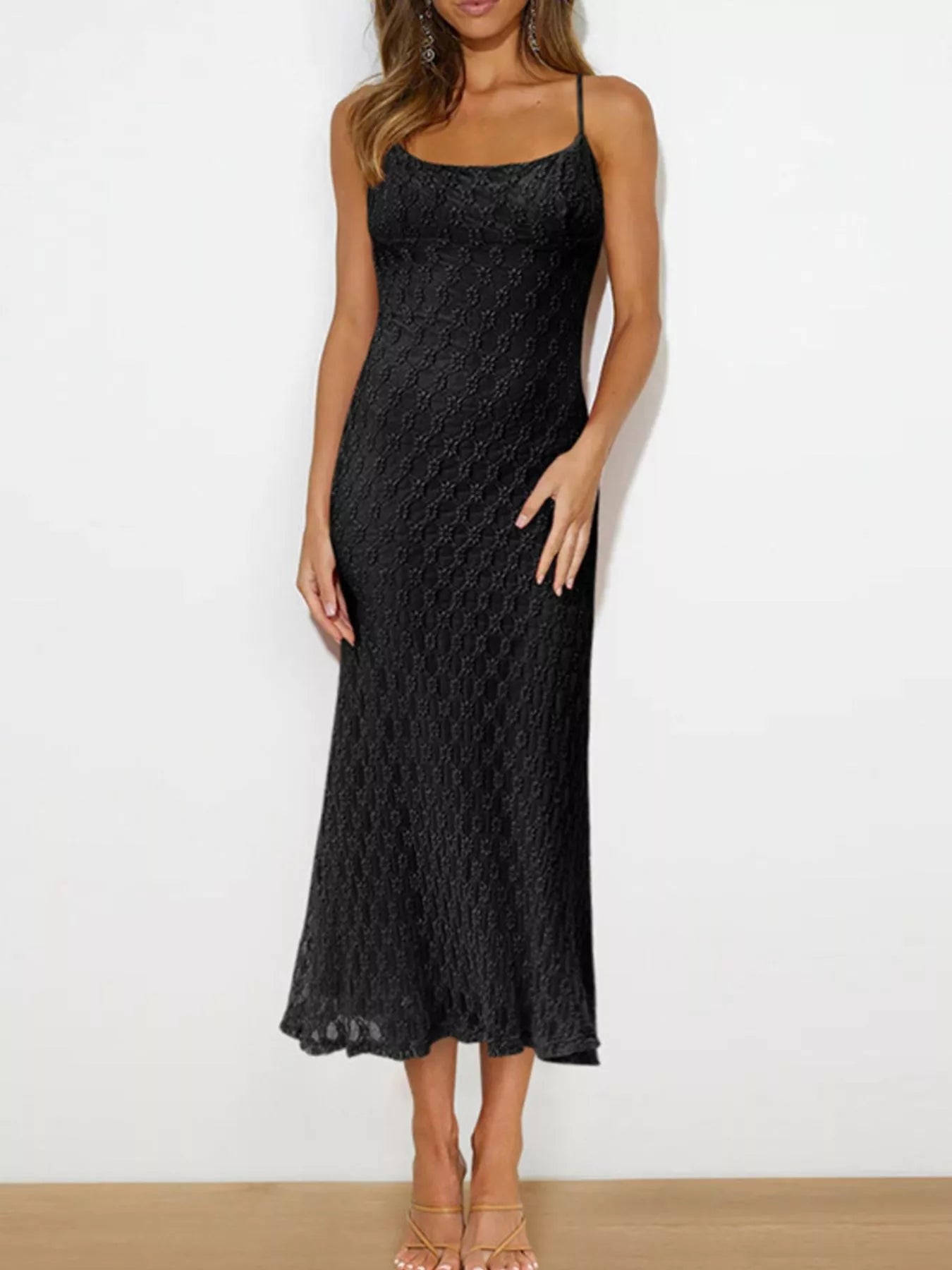 Black Scoop Neck Cami Midi Dress - Be Bliss Boutique