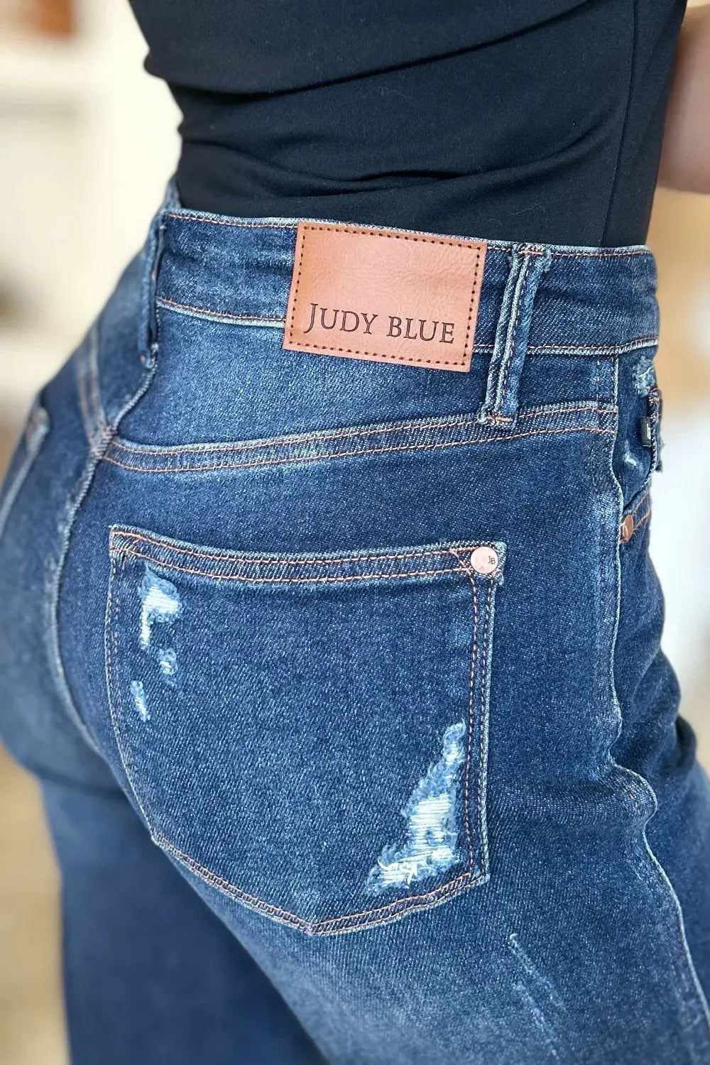 Judy Blue Full/Plus Size High Waist Rigid Magic Heavy Destroy Straight Jeans |  Be Bliss Boutique
