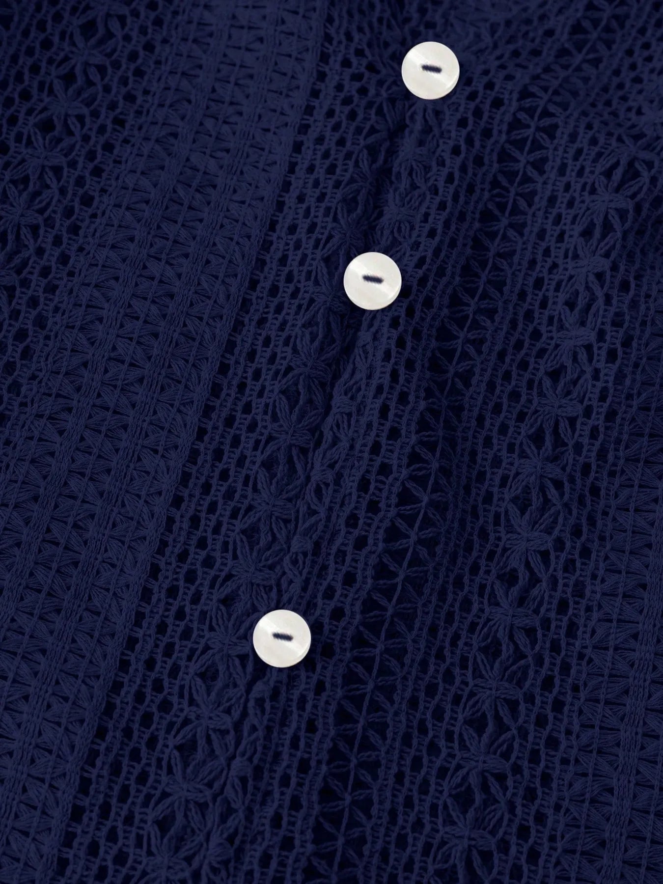 Crochet Notched Button-Front Shirt -  Be Bliss Boutique