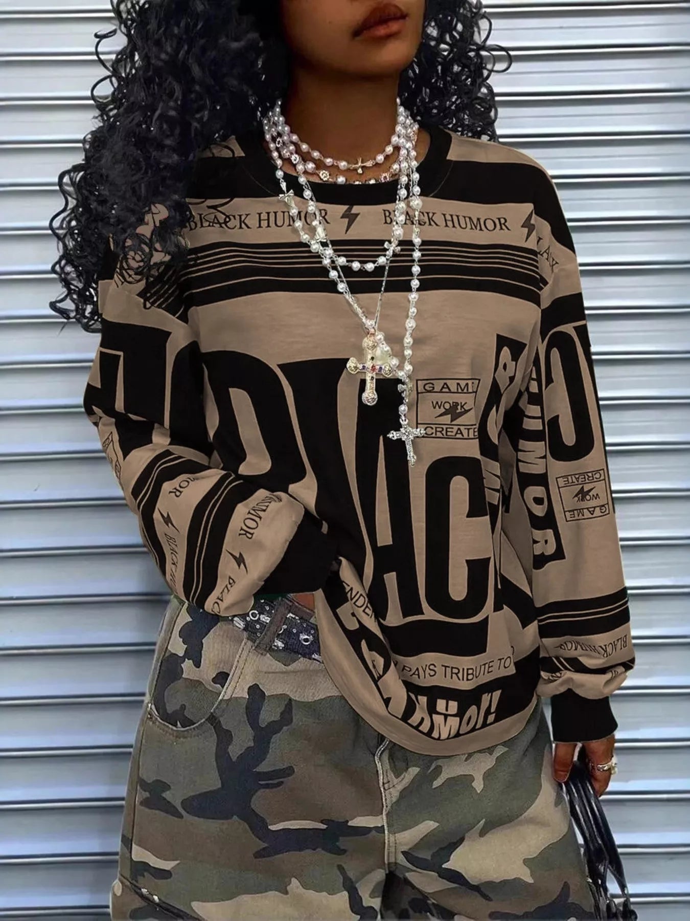 Printed Drop Shoulder Long Sleeve T-Shirt -  Be Bliss Boutique