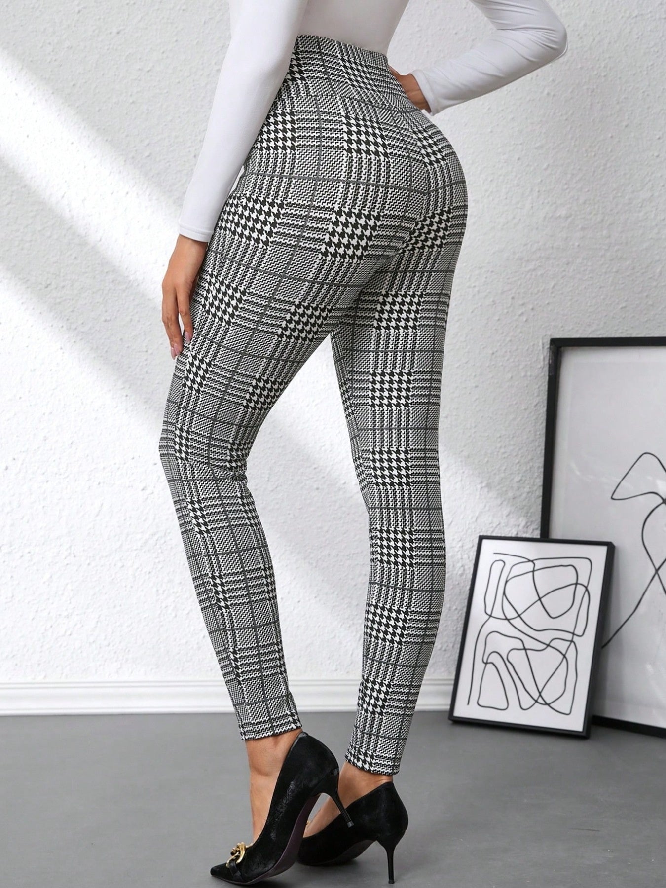 High Waist Plaid Slim Fit Pants - Be Bliss Boutique