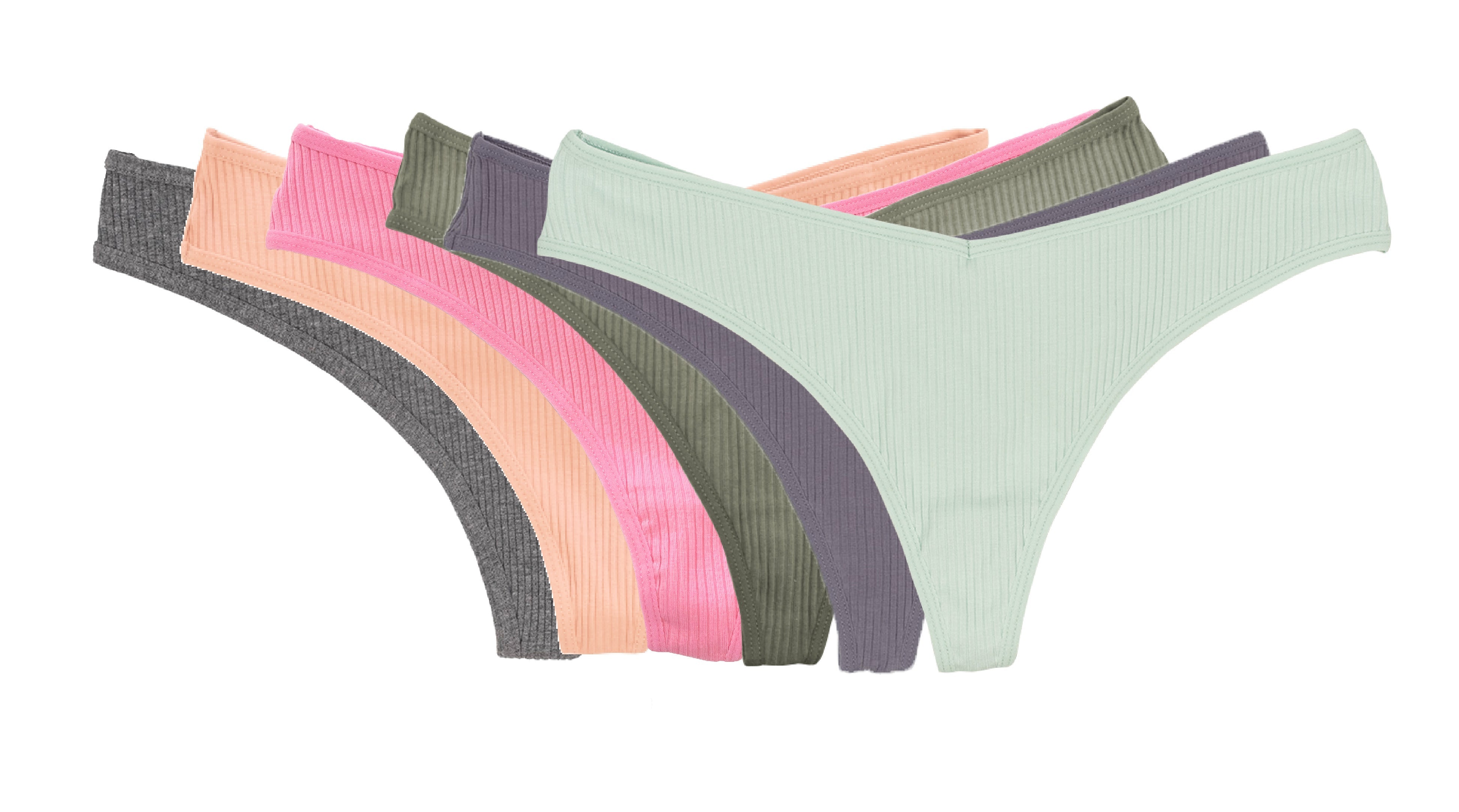 Cotton Rib Thong Surprise 6 Pack, XS-2X - Be Bliss Boutique