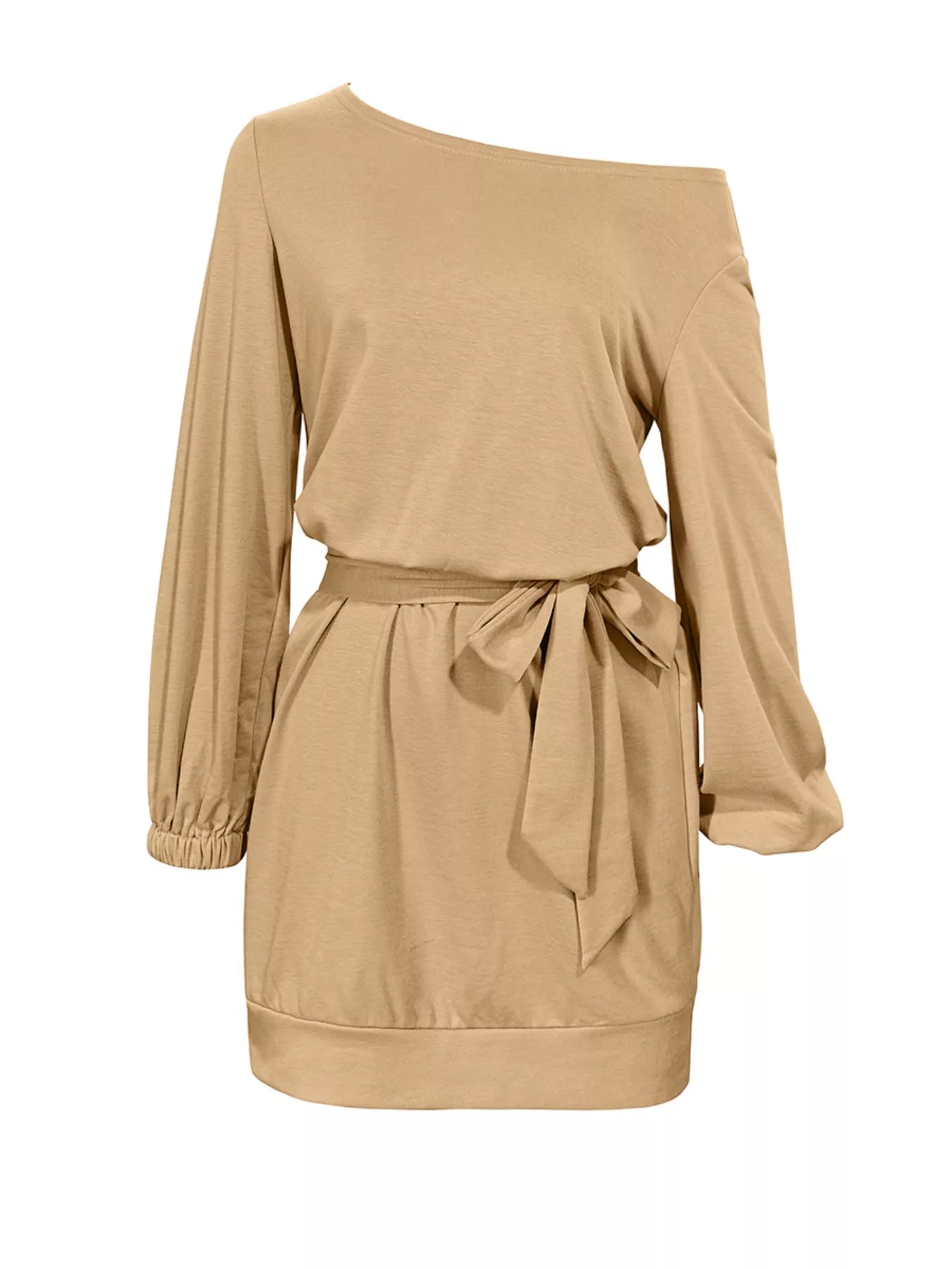 One Shoulder Tie Waist Dress - Be Bliss Boutique