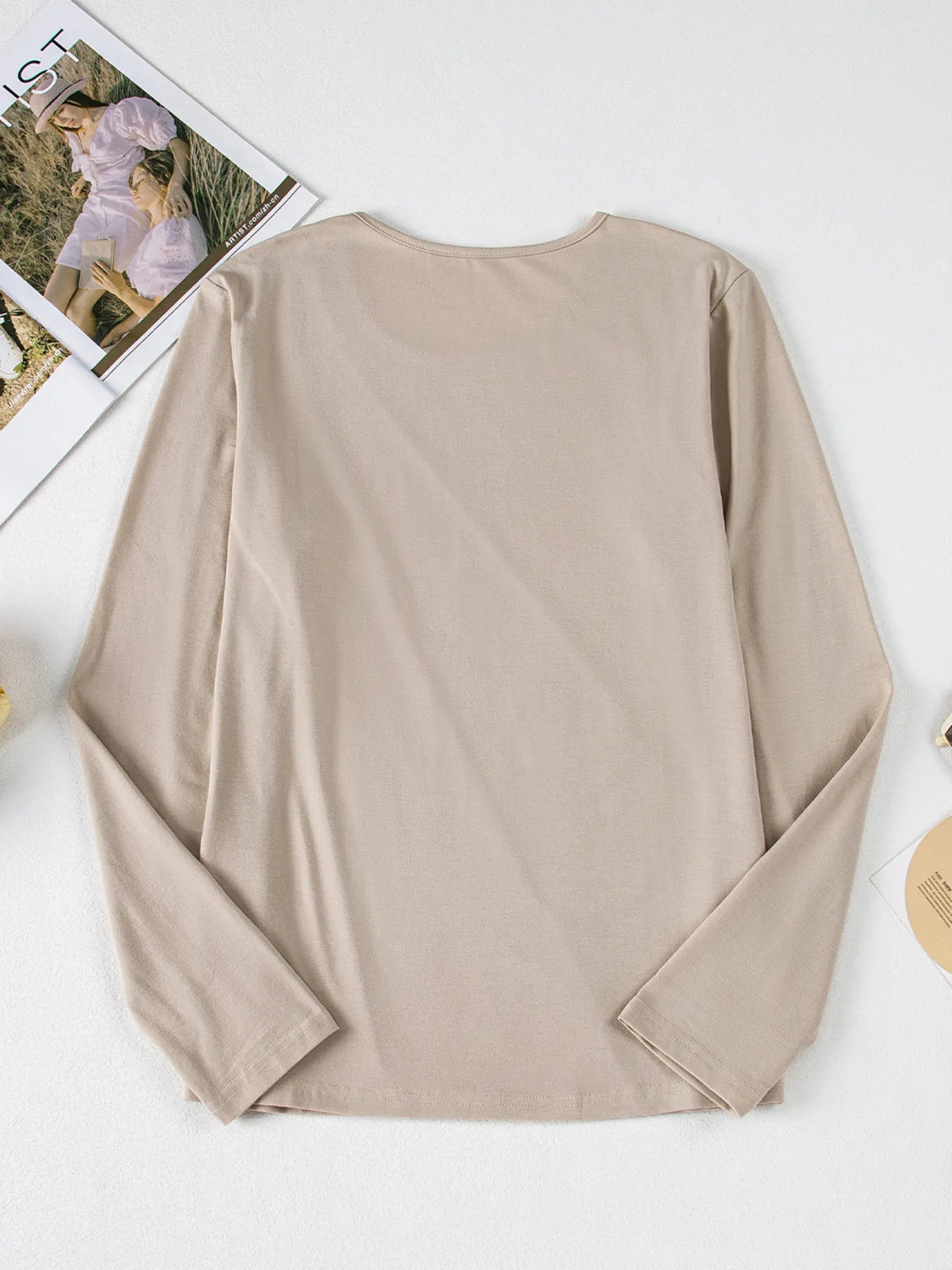 Asymmetric Seam Detail Long Sleeve Top -  Be Bliss Boutique