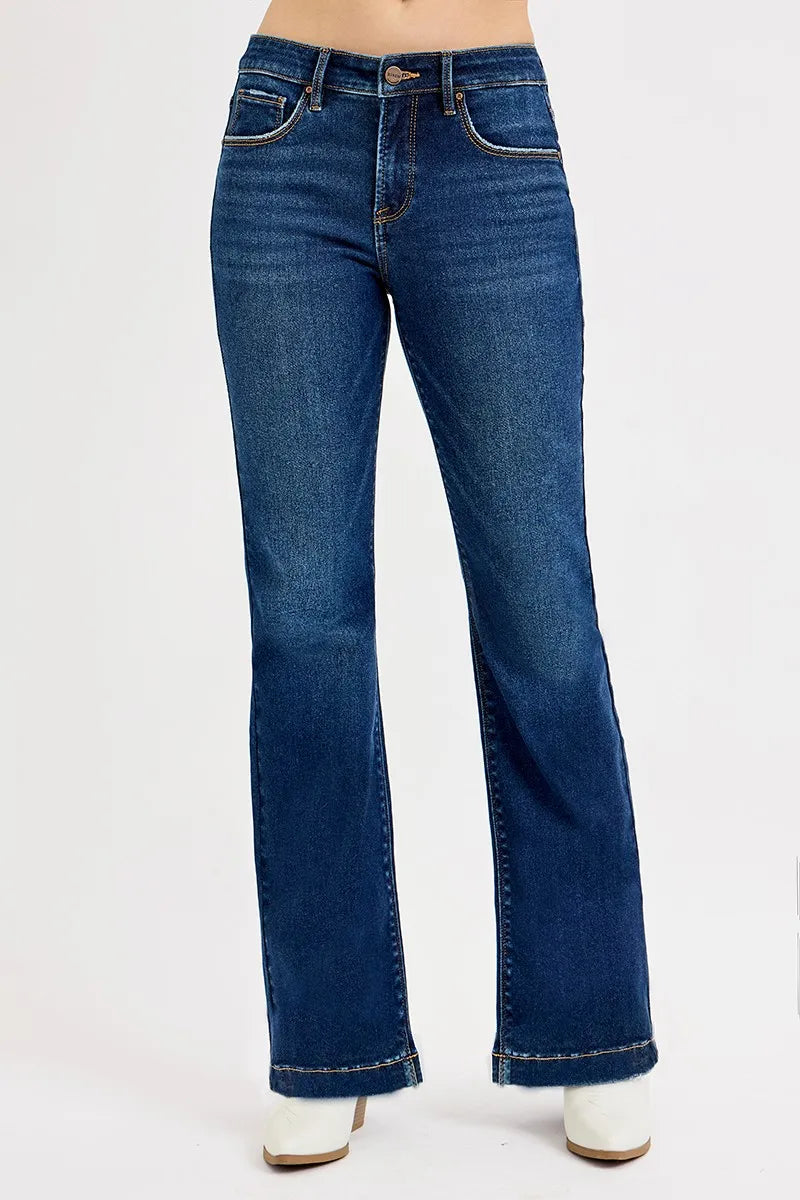 RISEN Full SIze Tummy Control Mid Rise Flare Jeans Plus SIze -  Be Bliss Boutique