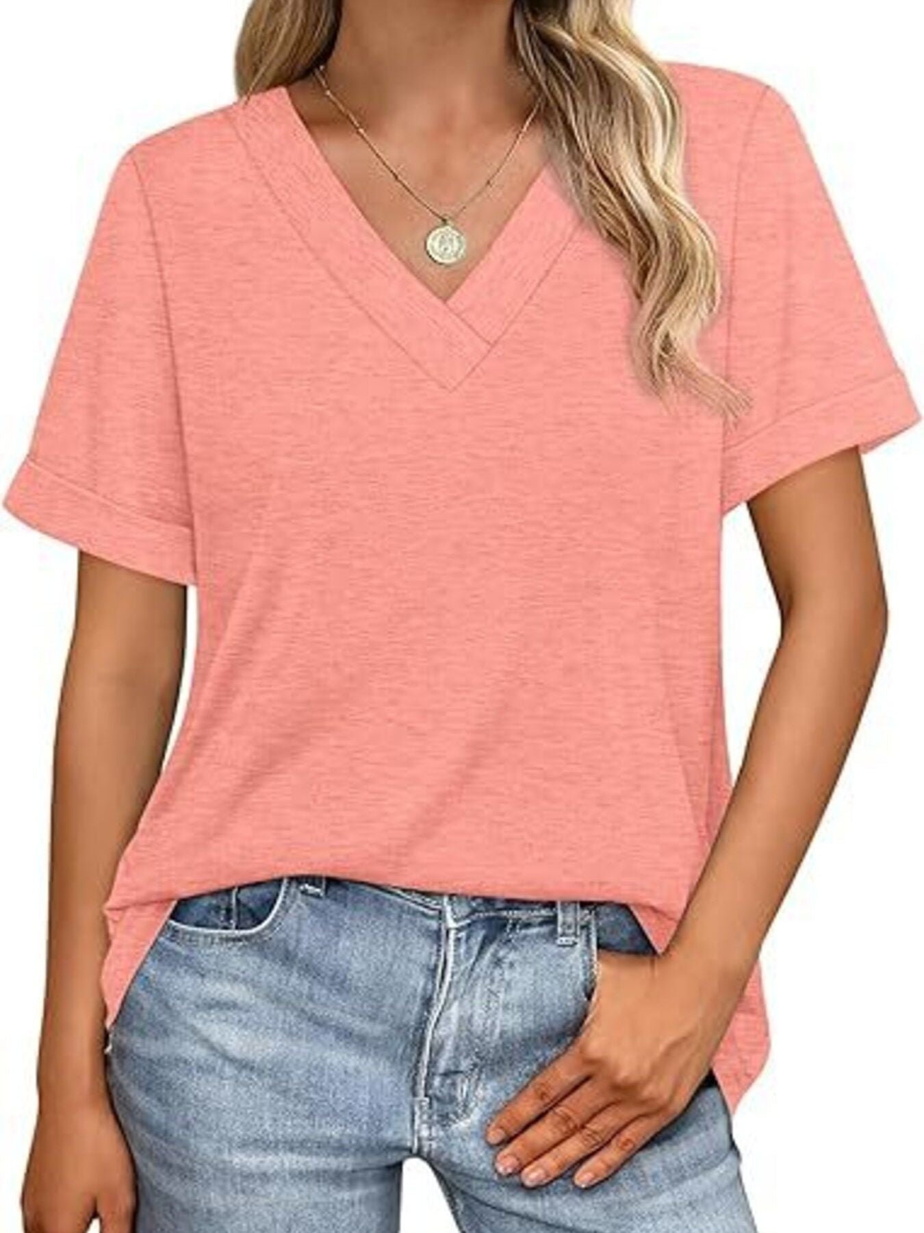Casual V Neck Short Sleeve T Shirt - Be Bliss Boutique