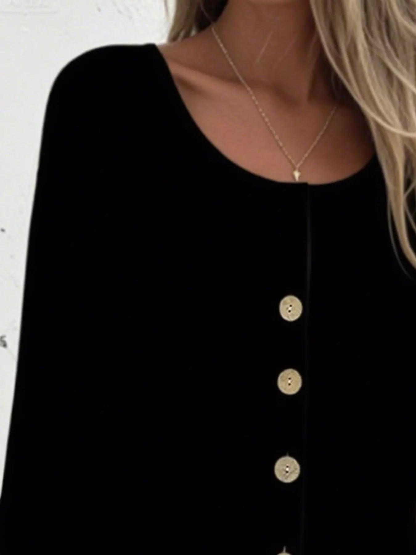 Full Size Button-Front 3/4 Sleeve Casual Blouse Plus Size -  Be Bliss Boutique