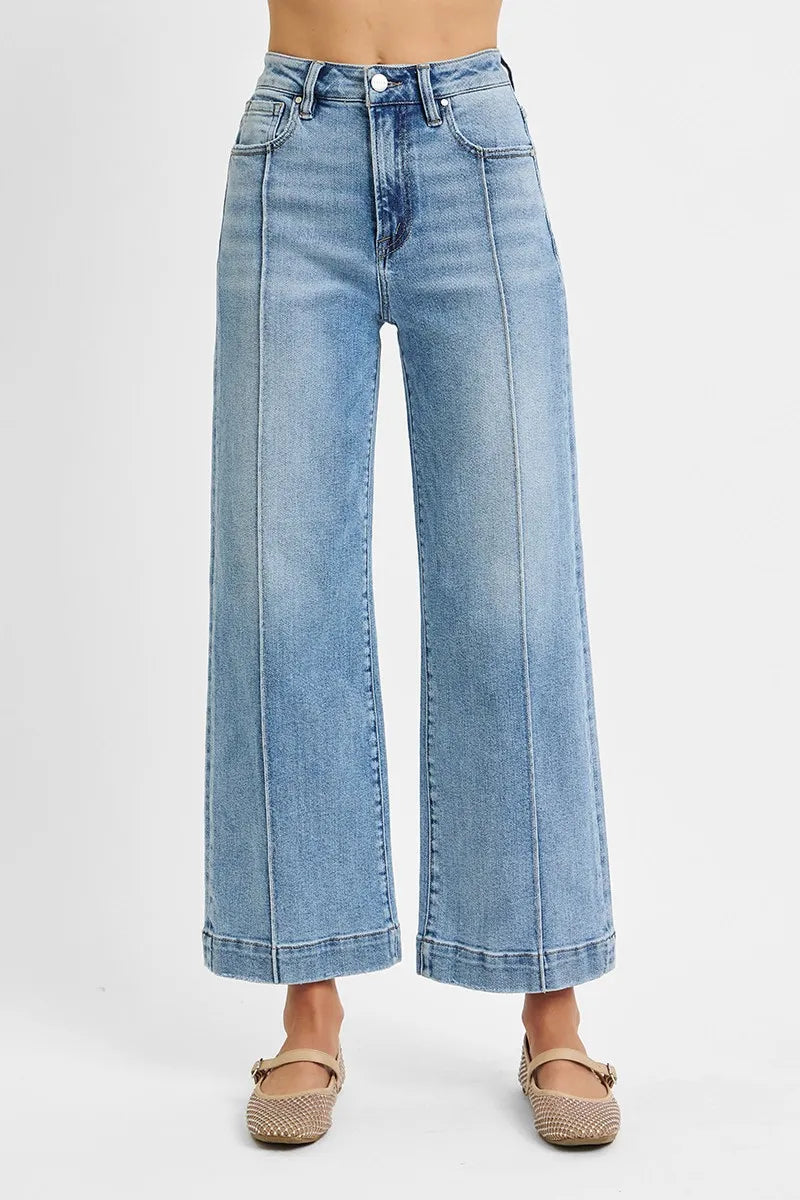 RISEN Full Size High Rise Crop Wide Leg Jeans Plus Size -  Be Bliss Boutique
