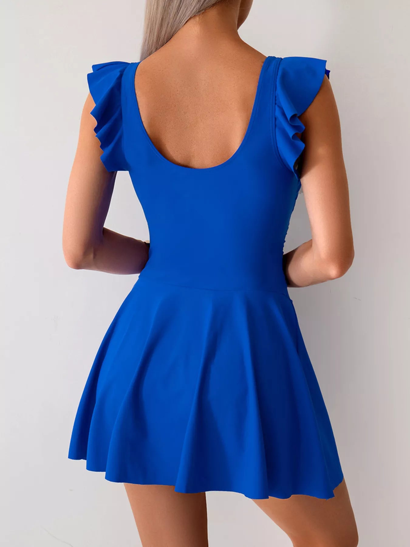 Ruffled Sleeve One Piece Swim Dress - Be Bliss Boutique