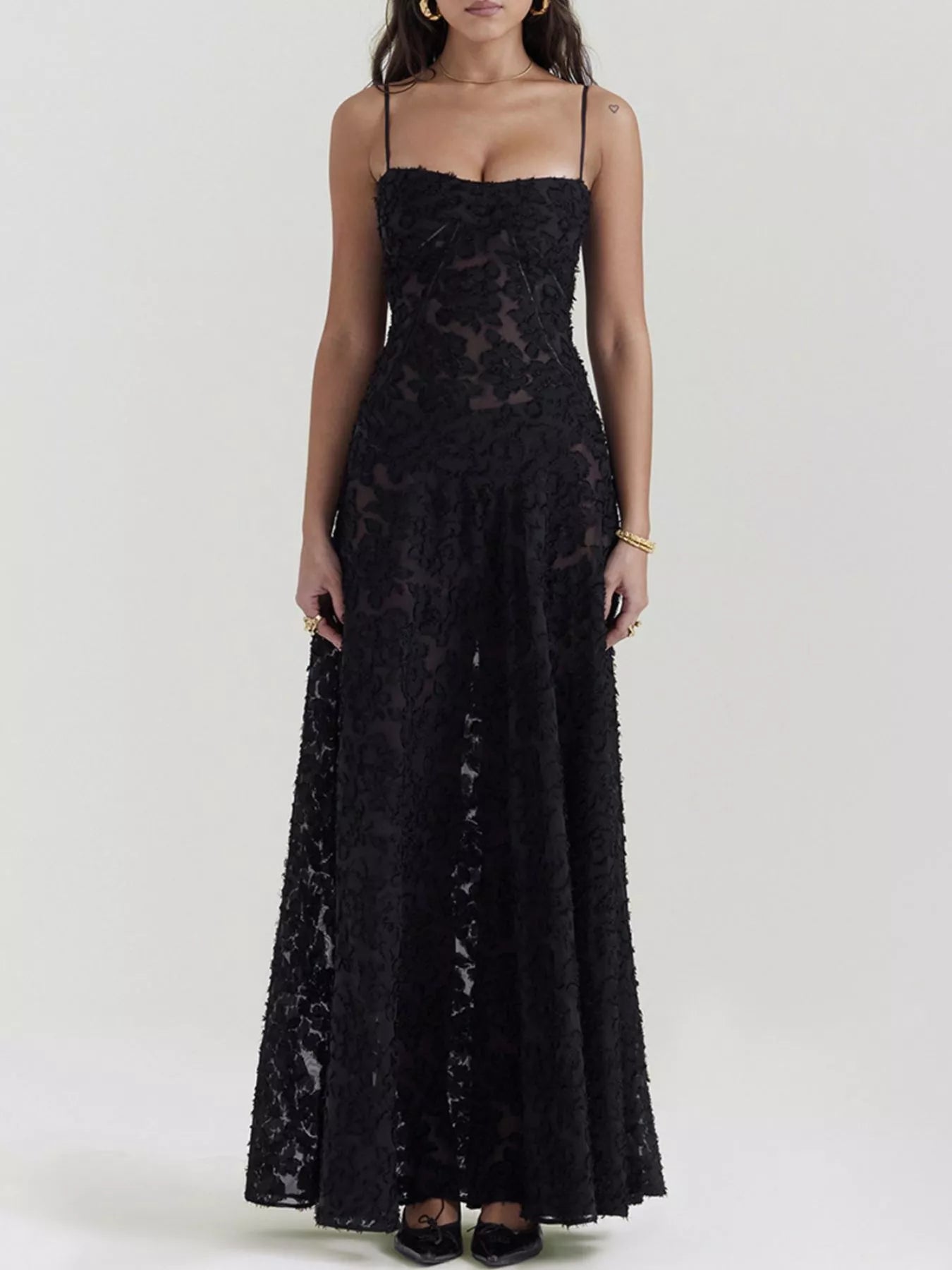 Lace Spaghetti Strap Maxi Dress - Be Bliss Boutique