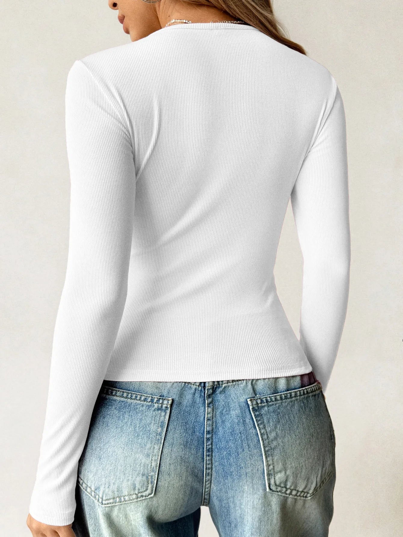 Ribbed Knit Long Sleeve T-Shirt -  Be Bliss Boutique