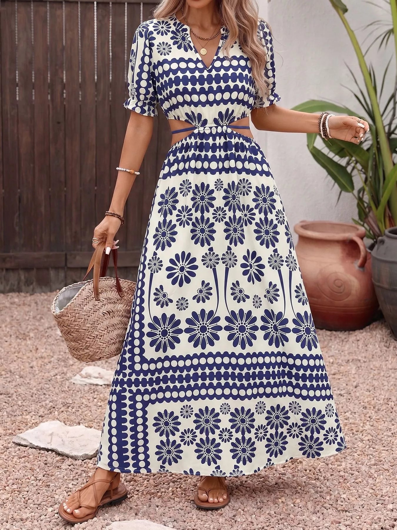 flower print maxi dress Floral Sweetheart Orange & Pink Lulus Exclusive Floral Print Cutout Waist Maxi