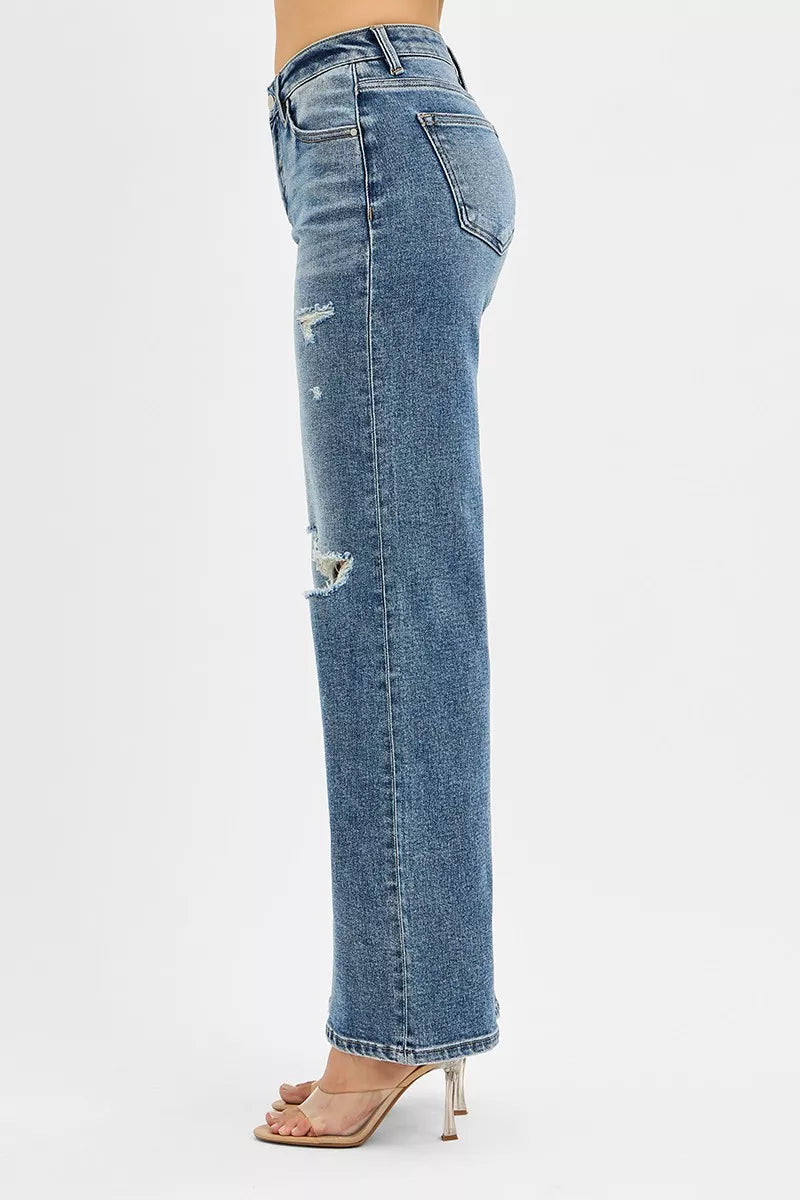 RISEN Tummy Control Mid Rise Fit Wide Jeans - Be Bliss Boutique