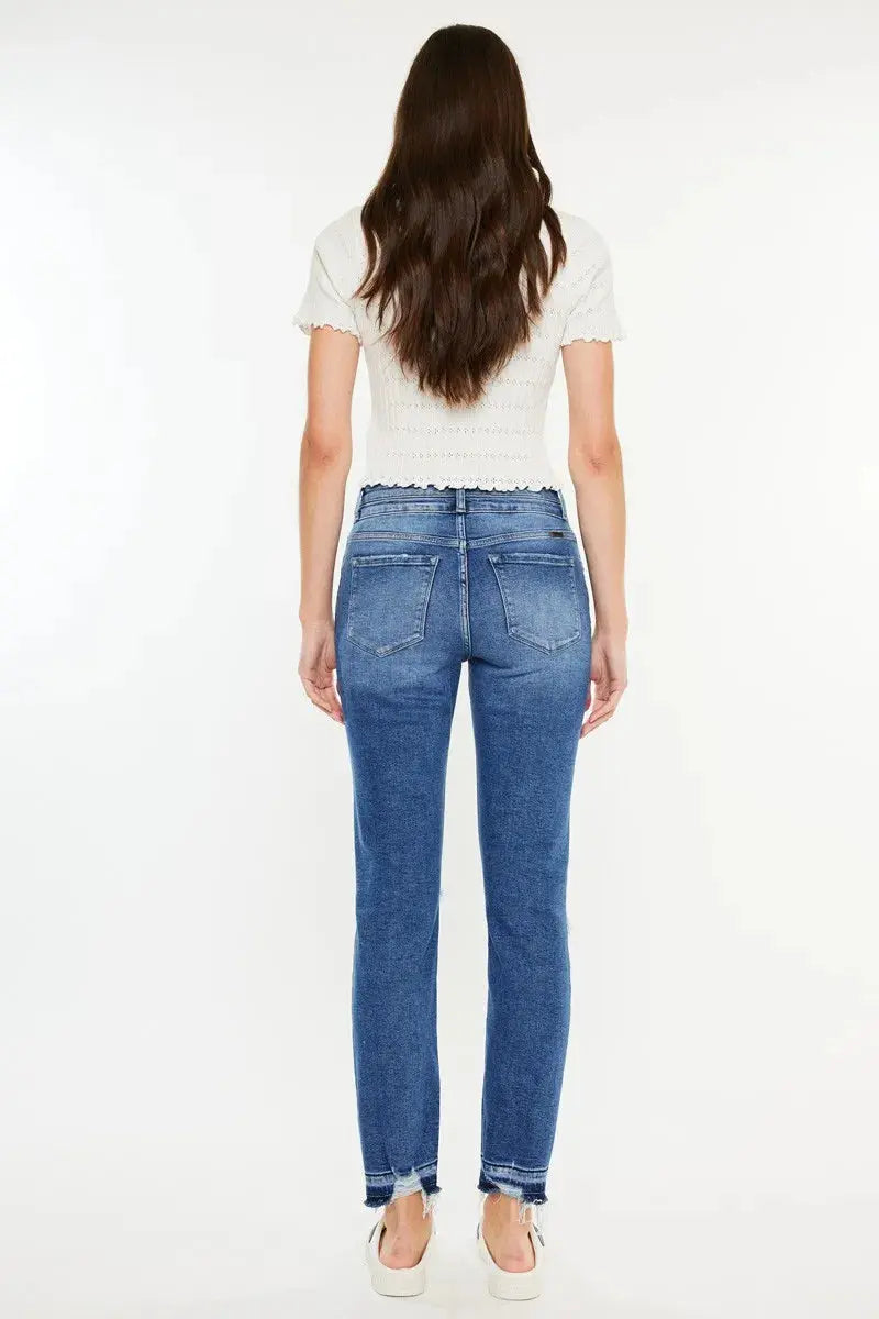 Kancan High Rise Distressed Slim Straight Jeans | Be Bliss Boutique