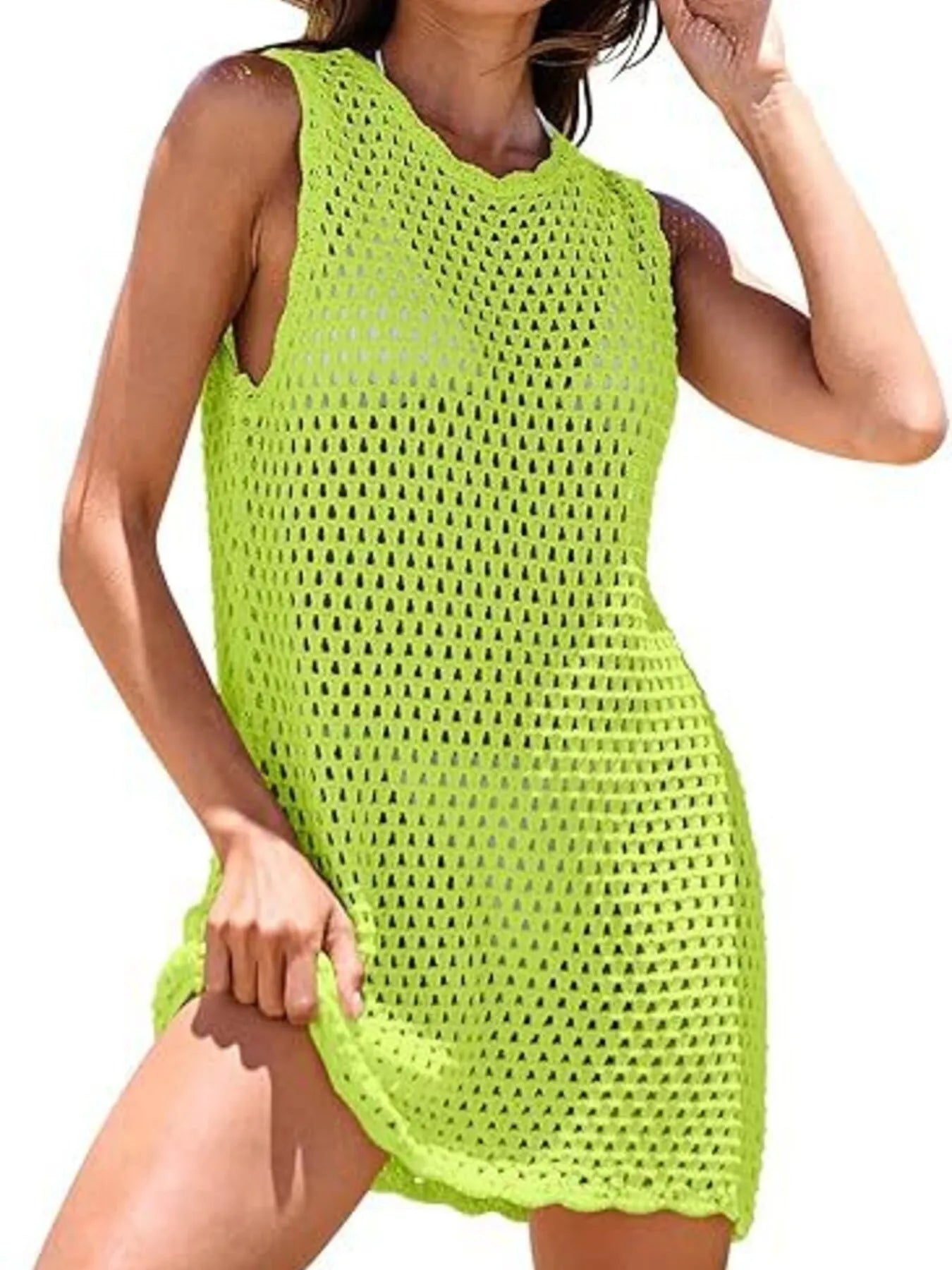 Color Block Openwork Cutout Back Sleeveless Cover Up - Be Bliss Boutique