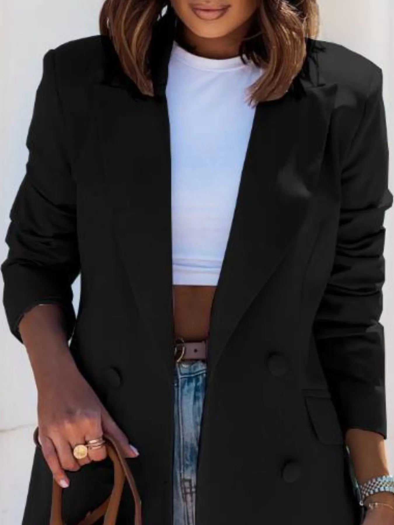 Double-Breasted Long Sleeve Blazer -  Be Bliss Boutique