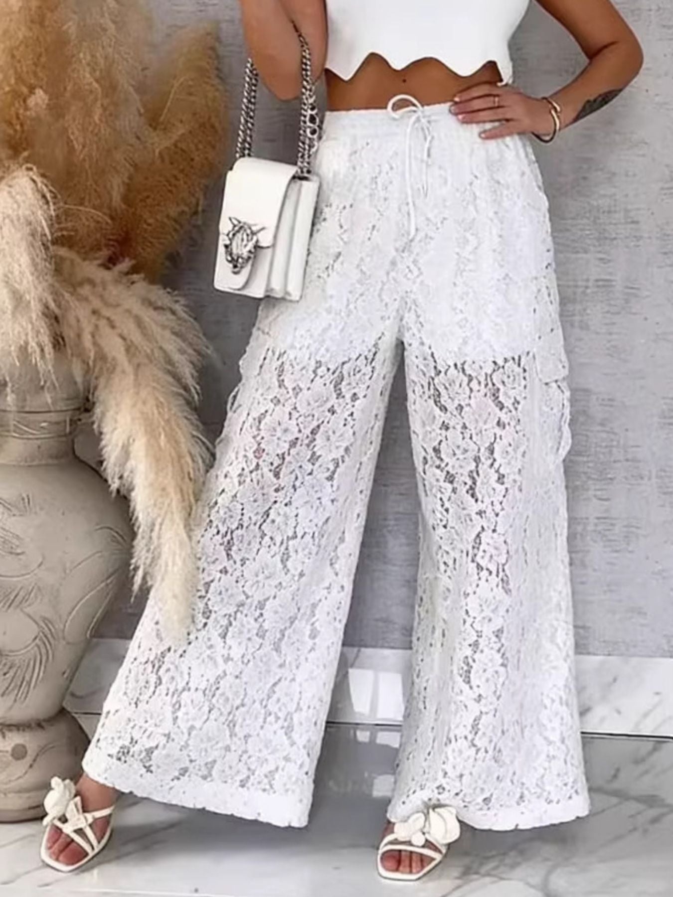 Lace Wide Leg Pants - Be Bliss Boutique