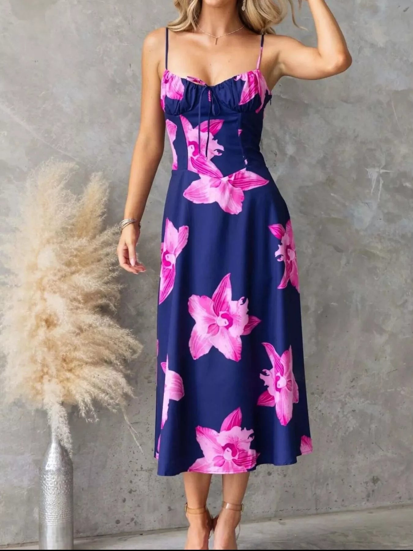Floral Print Midi Cami Dress - Be Bliss Boutique