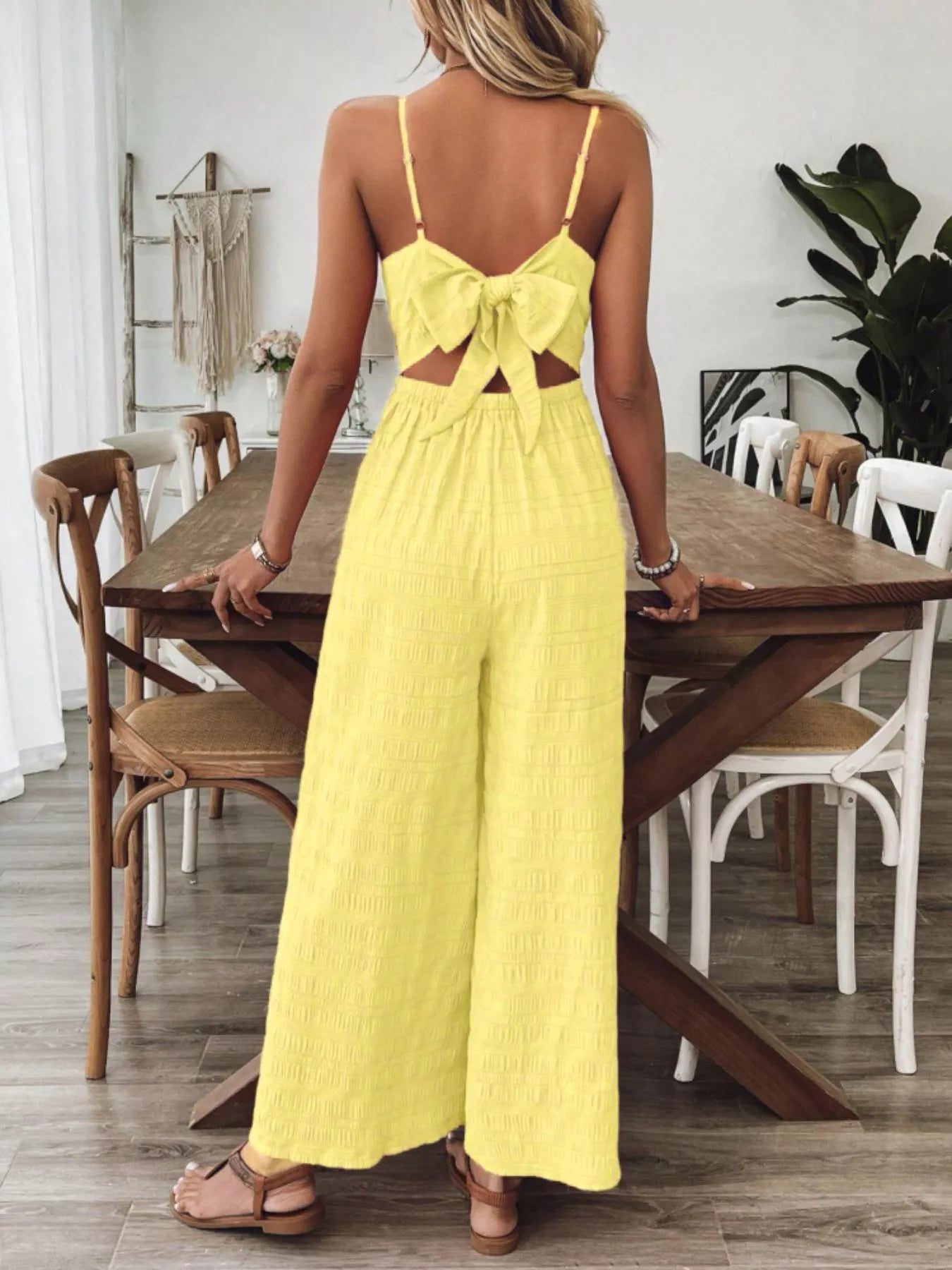 Bow Back Sleeveless Wide Leg Jumpsuit - Be Bliss Boutique