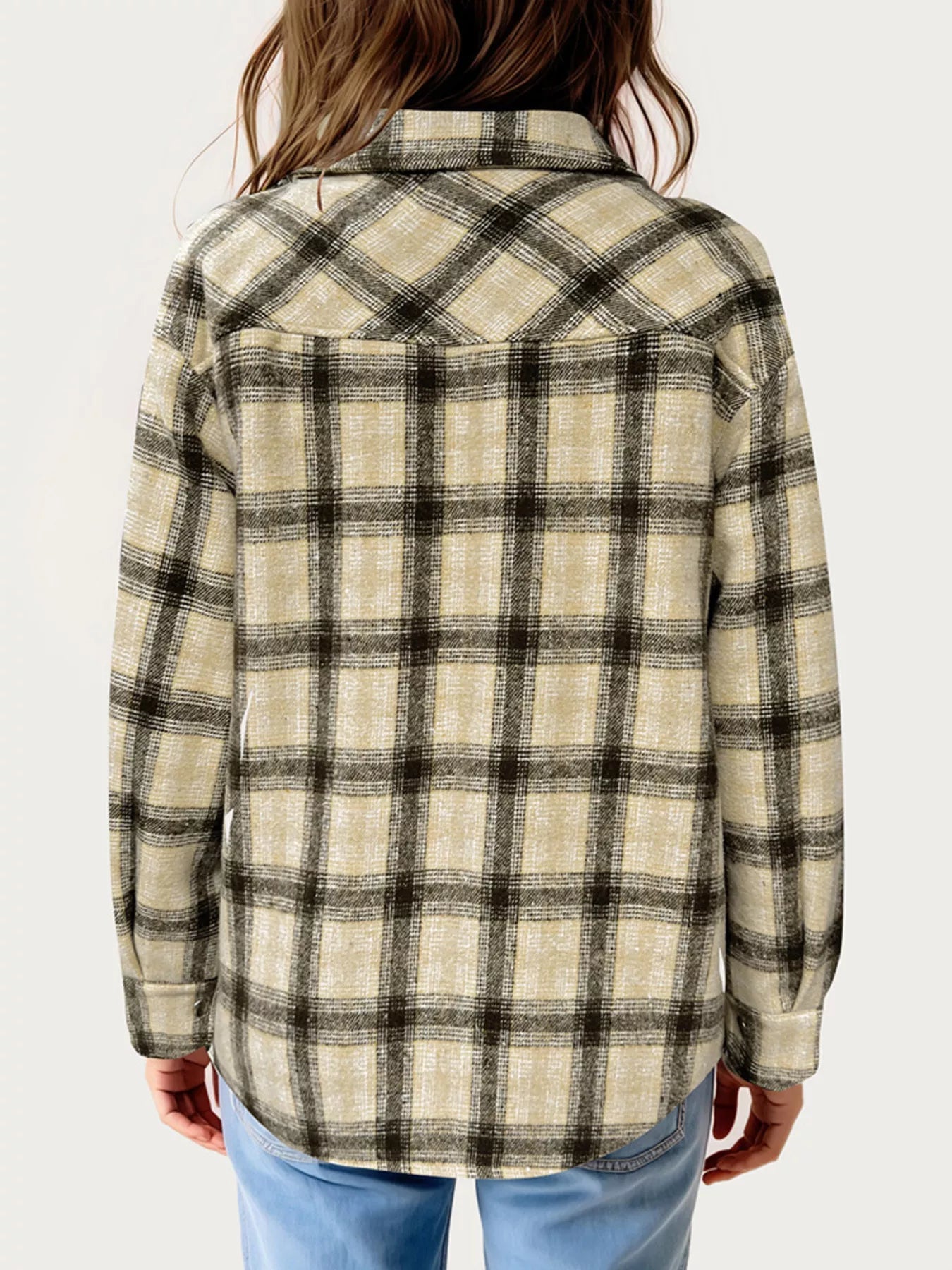 Oversized Plaid Long Sleeve Fleece Jacket -  Be Bliss Boutique