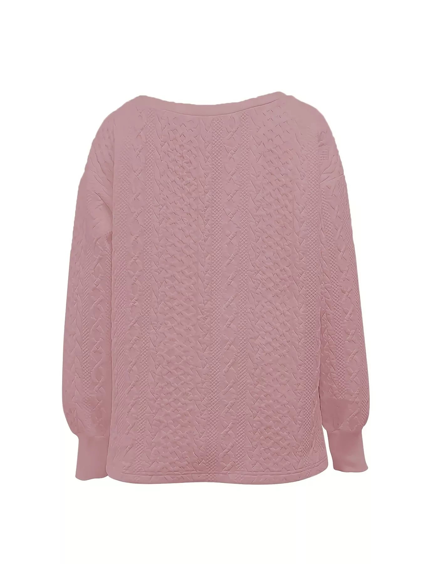 Oversized Textured Long Sleeve Sweatshirt -  Be Bliss Boutique
