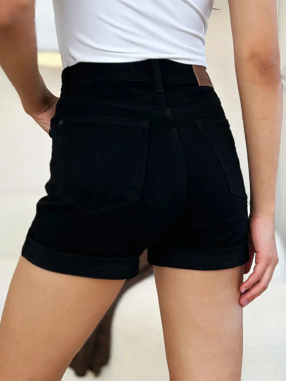 Judy Blue Full Size/Plus Size High Waist Tummy Control Cuffed Denim Shorts | Be Bliss Boutique