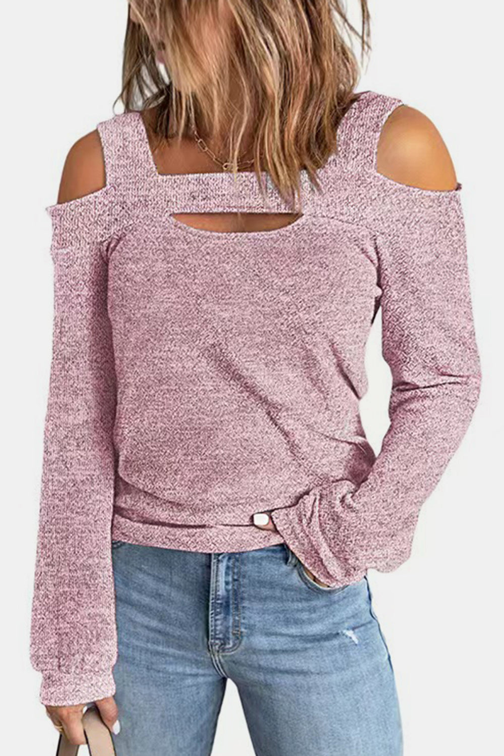 Full Size Cutout Cold Shoulder Blouse - Be Bliss Boutique
