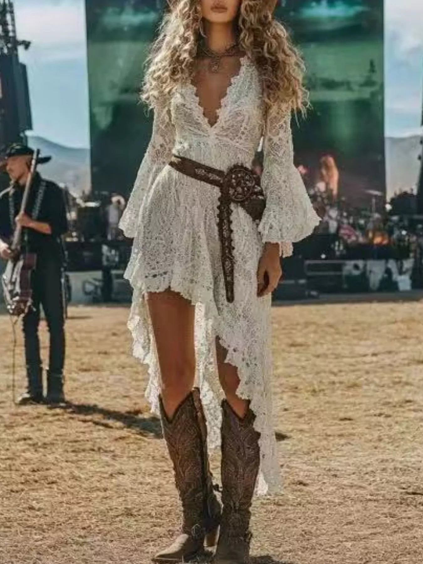 Lace Asymmetrical Hem Dress - Be Bliss Boutique