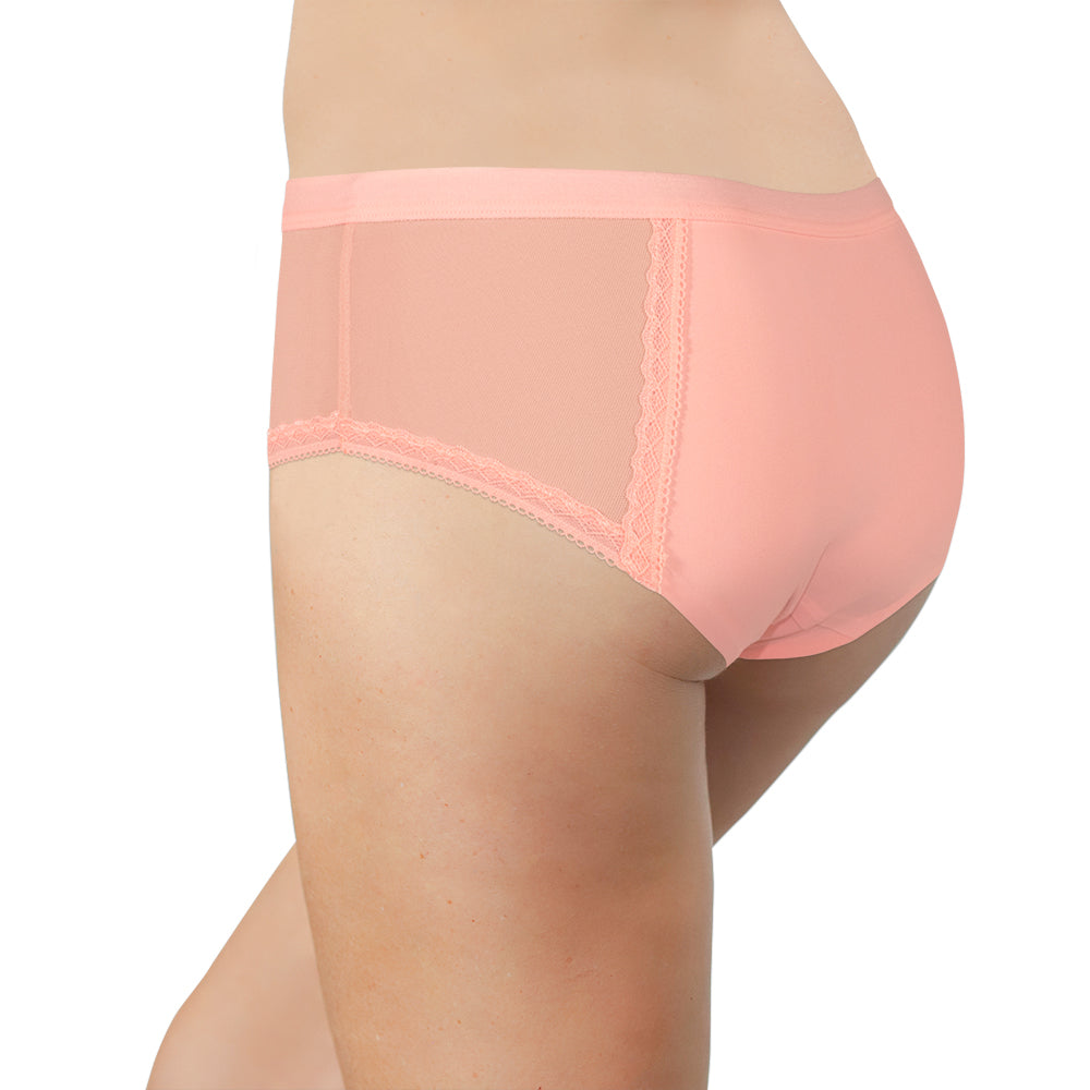 Pink Laser Cut Hipster With Mesh and Lace - Be Bliss Boutique