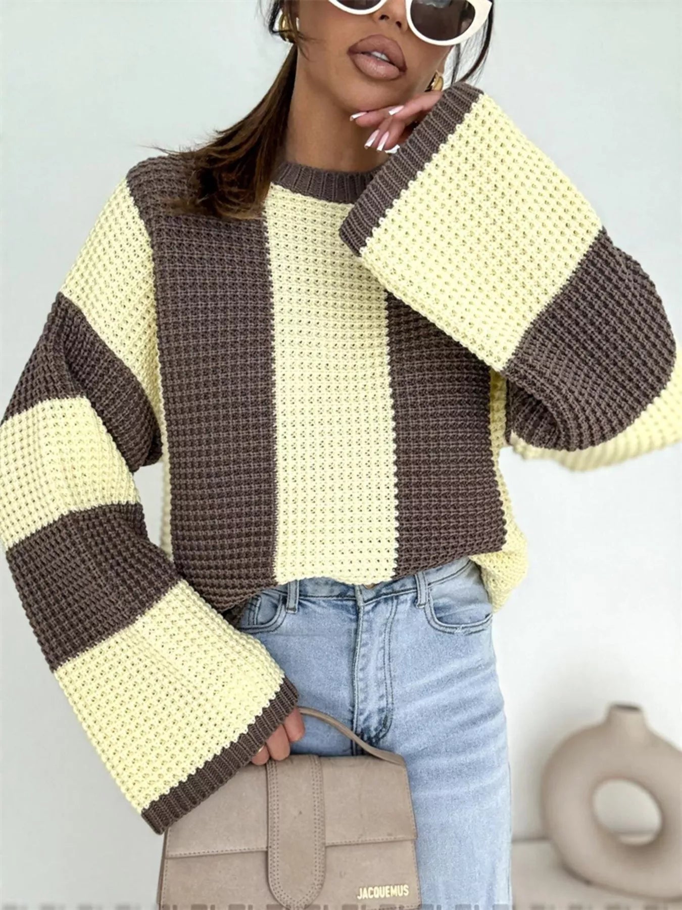 Color Block Long Sleeve Sweater -  Be Bliss Boutique