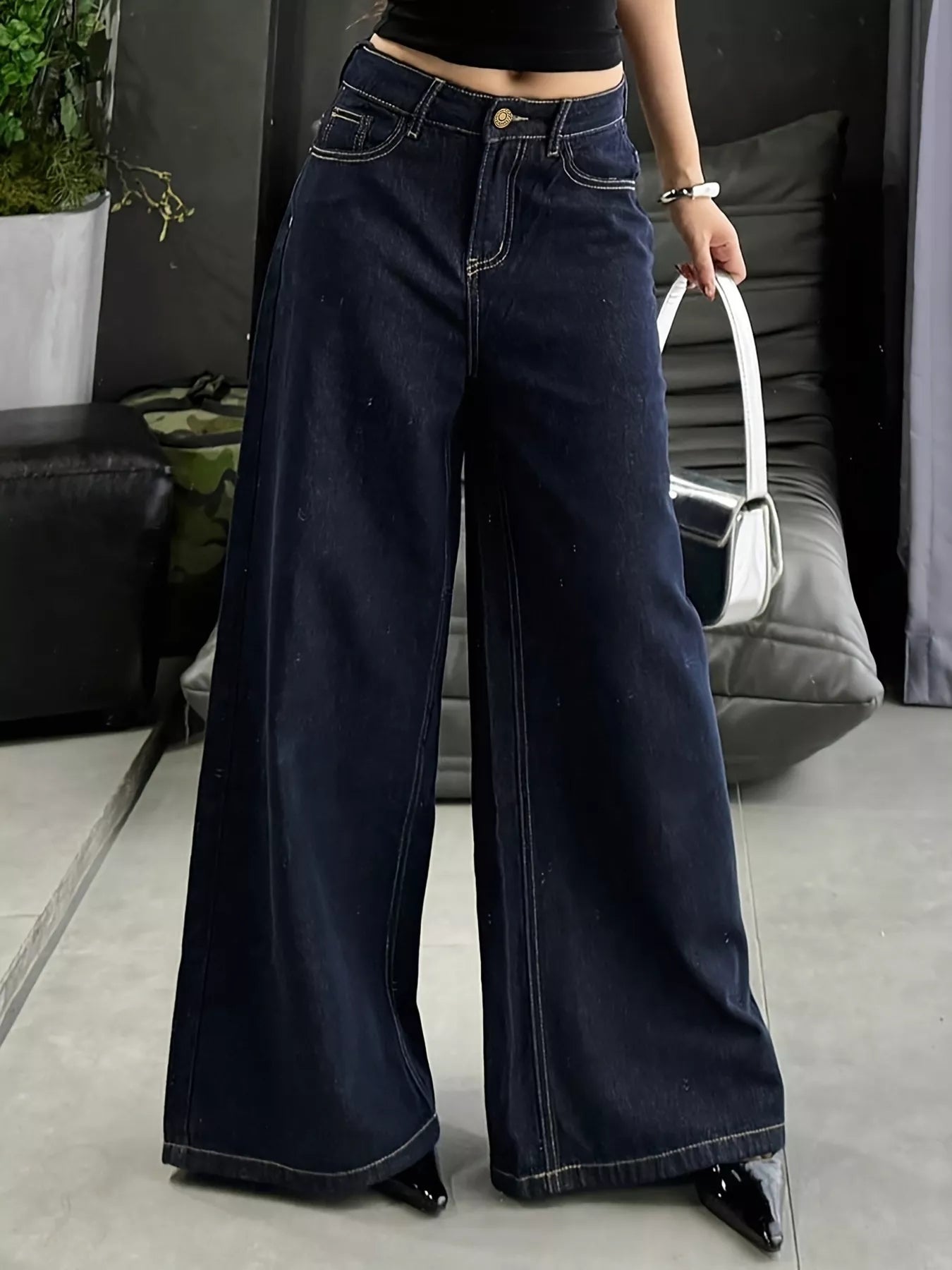 Wide Leg Denim Jeans - Be Bliss Boutique