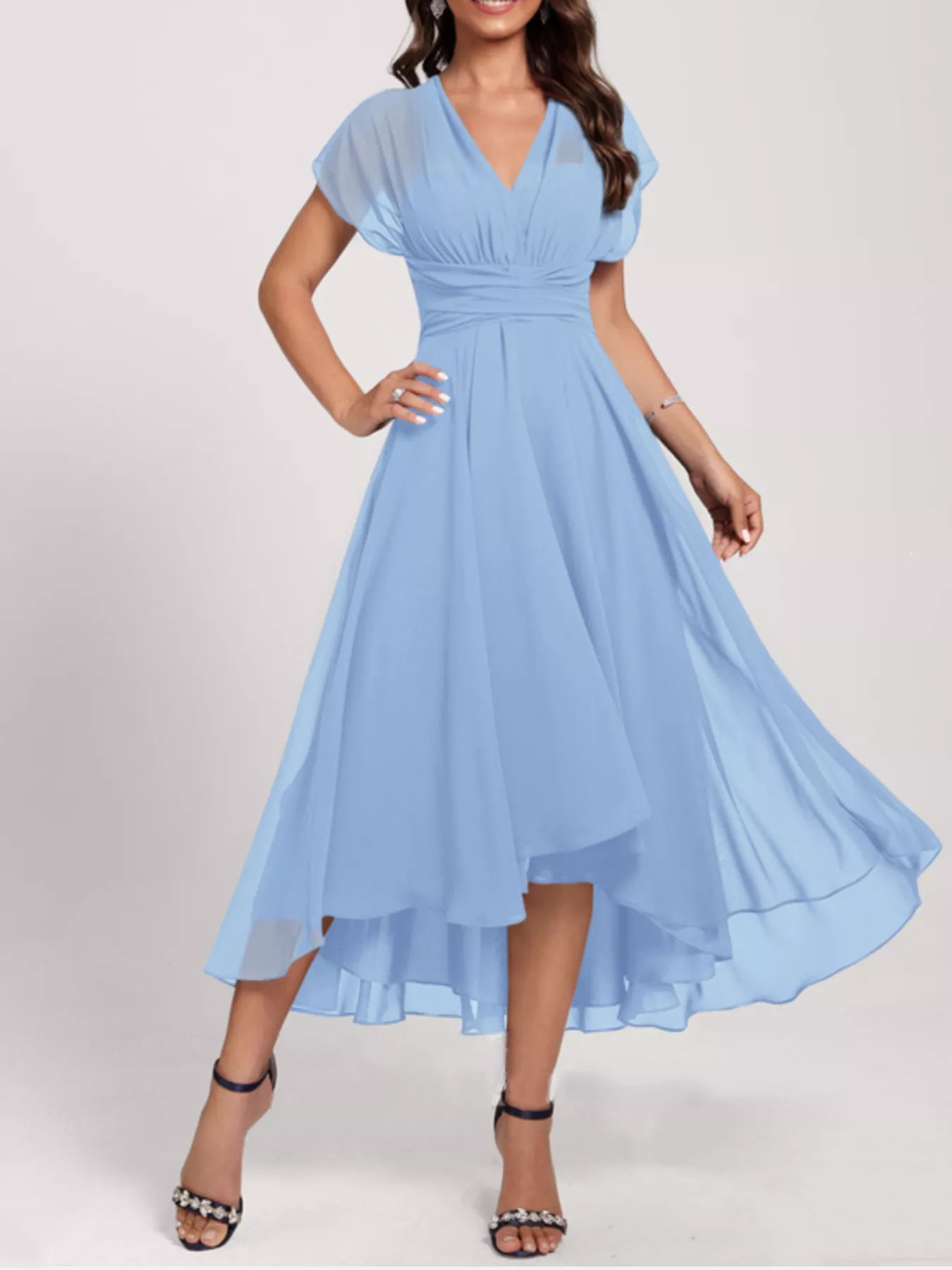 Ruched Crisscross A Line Midi Dress - Be Bliss Boutique
