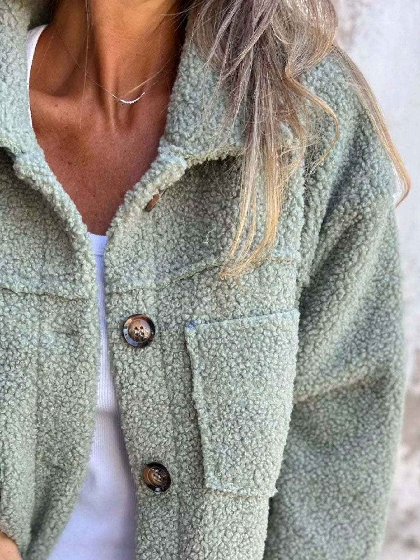 Full Size Single-Breasted Sherpa Shacket Plus Size - Be Bliss Boutique