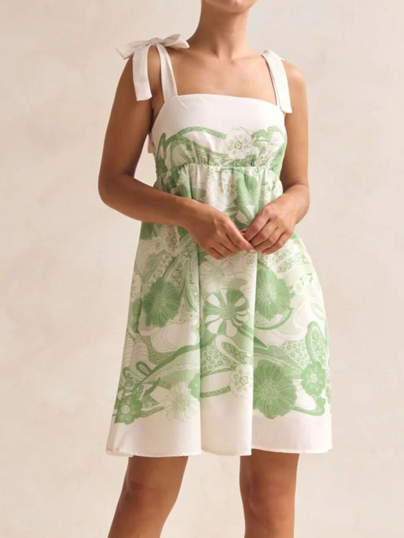 Printed Tie Shoulder Mini Dress - Be Bliss Boutique