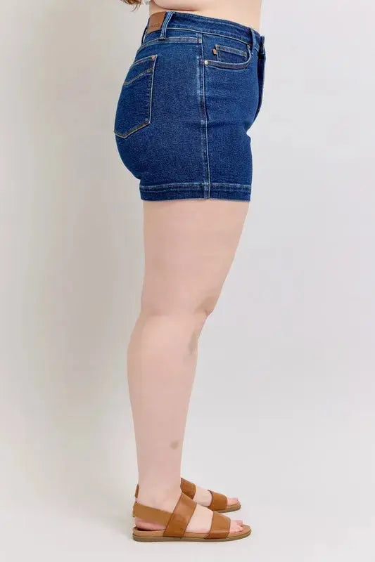 Judy Blue Full/Plus Size High Waist Tummy Control Denim Shorts | Be Bliss Boutique