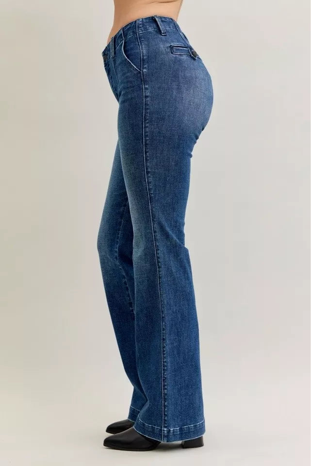 Judy Blue Full Size Mid Rise Bootcut Jeans with Welt Pockets Plus Size - Be Bliss Boutique