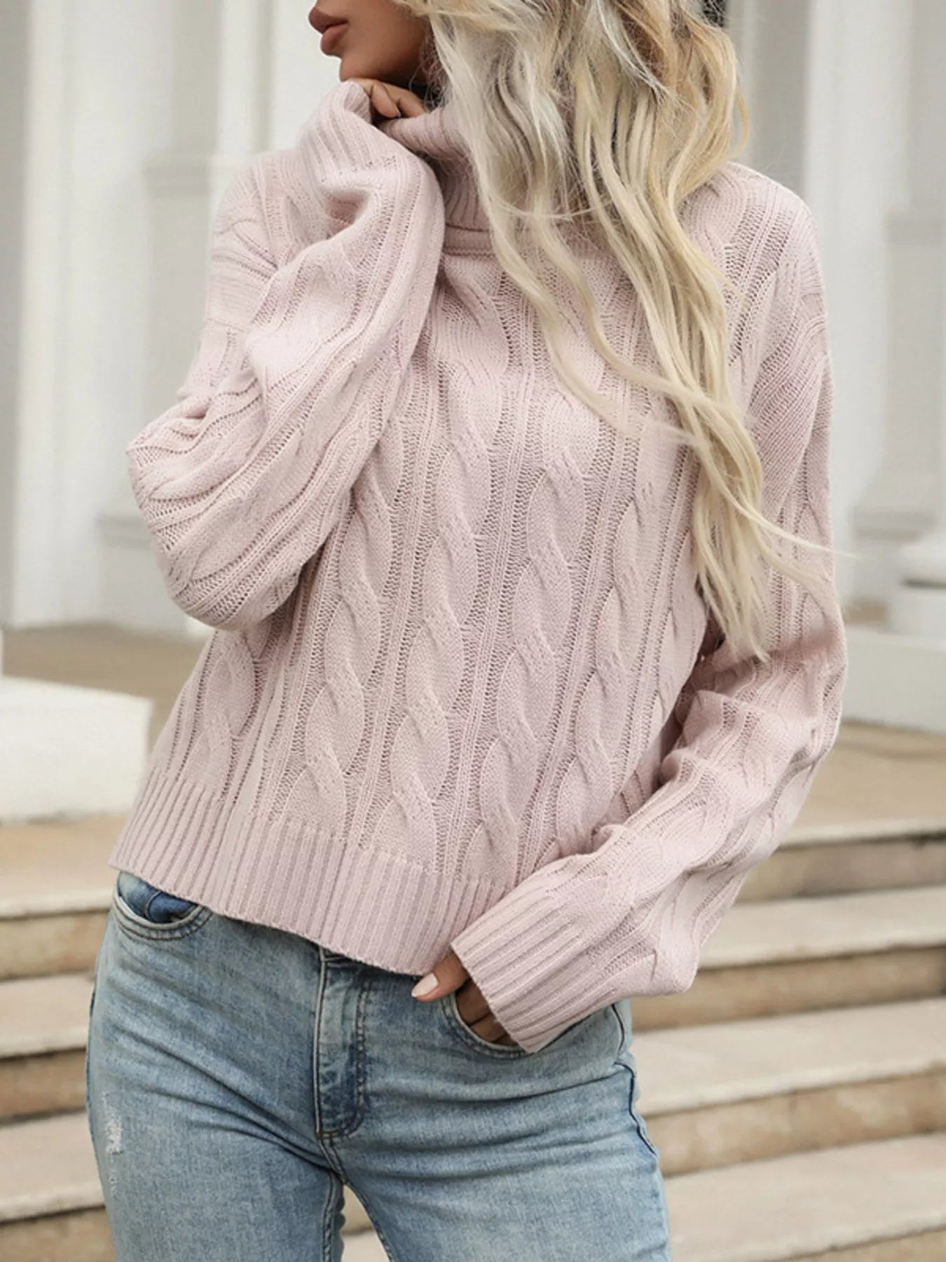 Cable Knit Turtleneck Sweater - Be Bliss Boutique