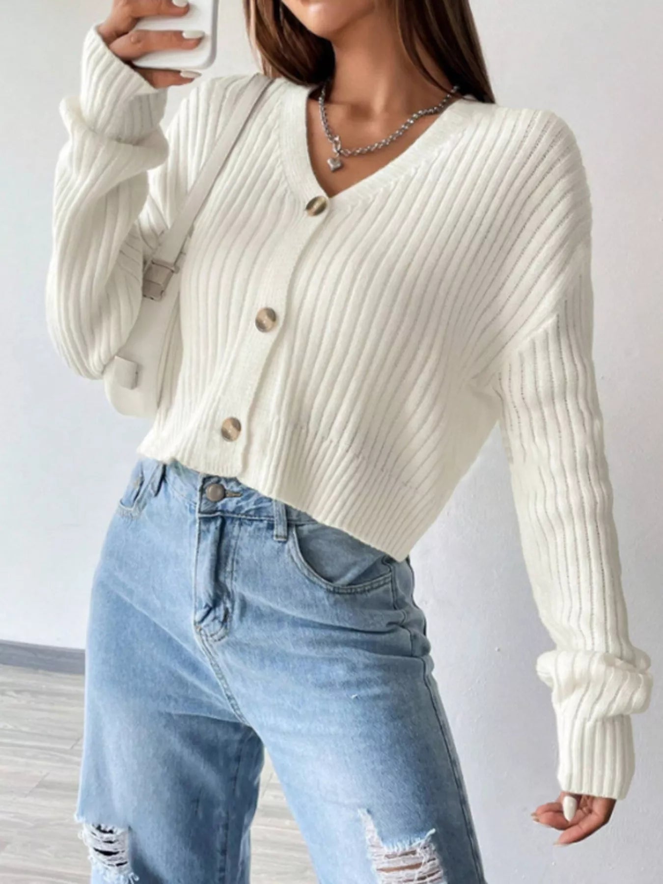 V-Neck Button-Up Cardigan -  Be Bliss Boutique