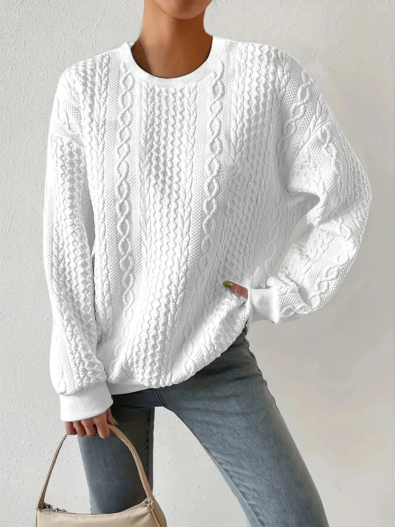 Round Neck Long Sleeve Sweatshirt -  Be Bliss Boutique