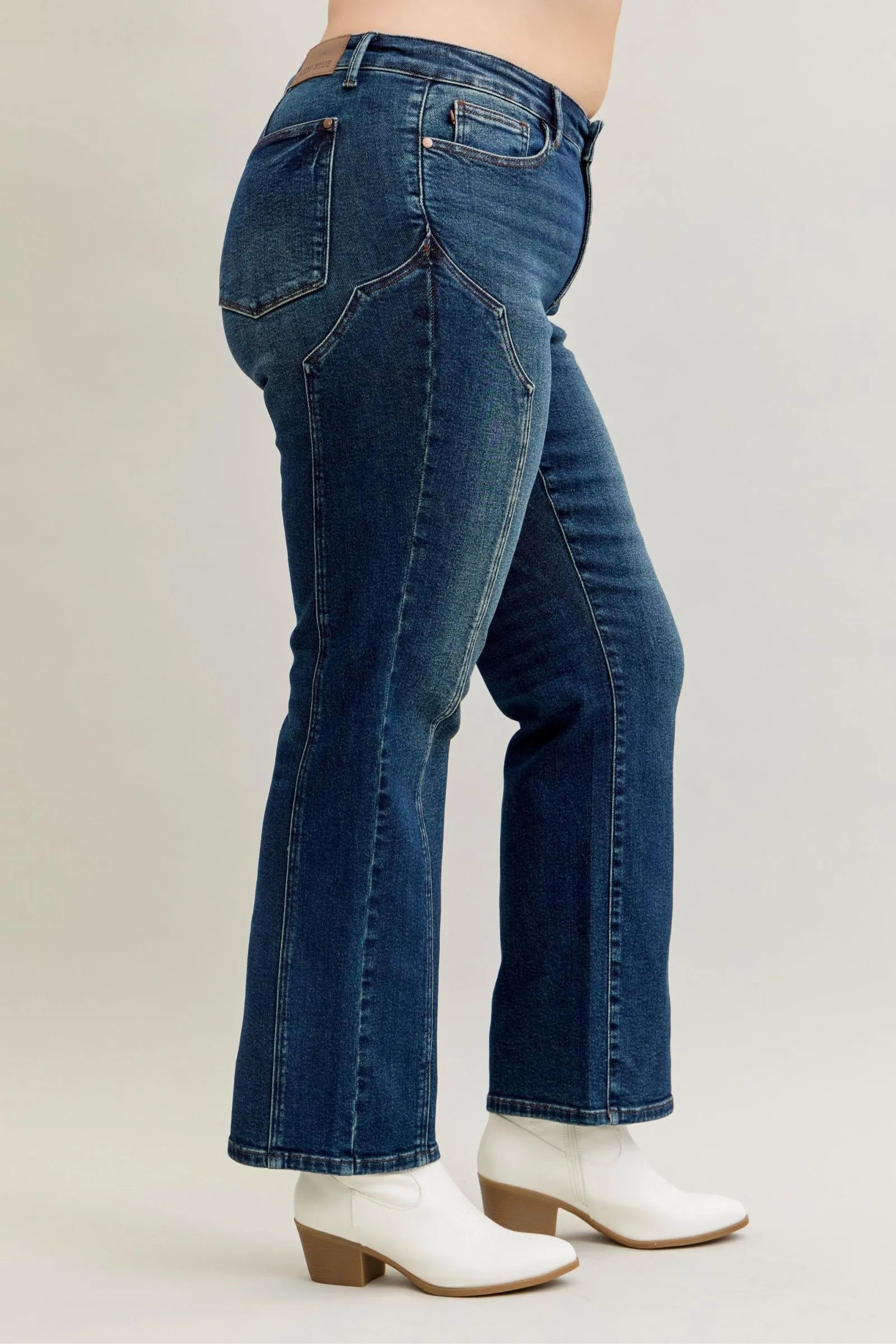 Plus Size Seam Detailed Straight Leg Judy Blue Jeans -  Be Bliss Boutique