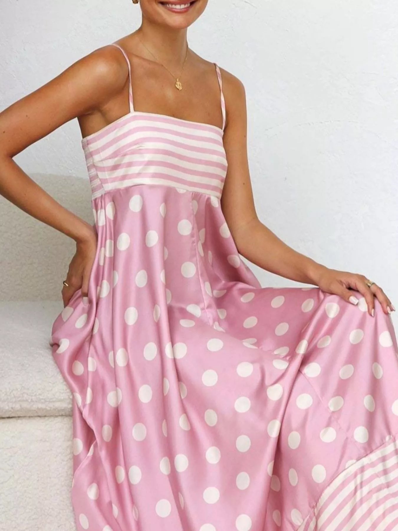 Printed Spaghetti Strap Maxi Dress - Be Bliss Boutique
