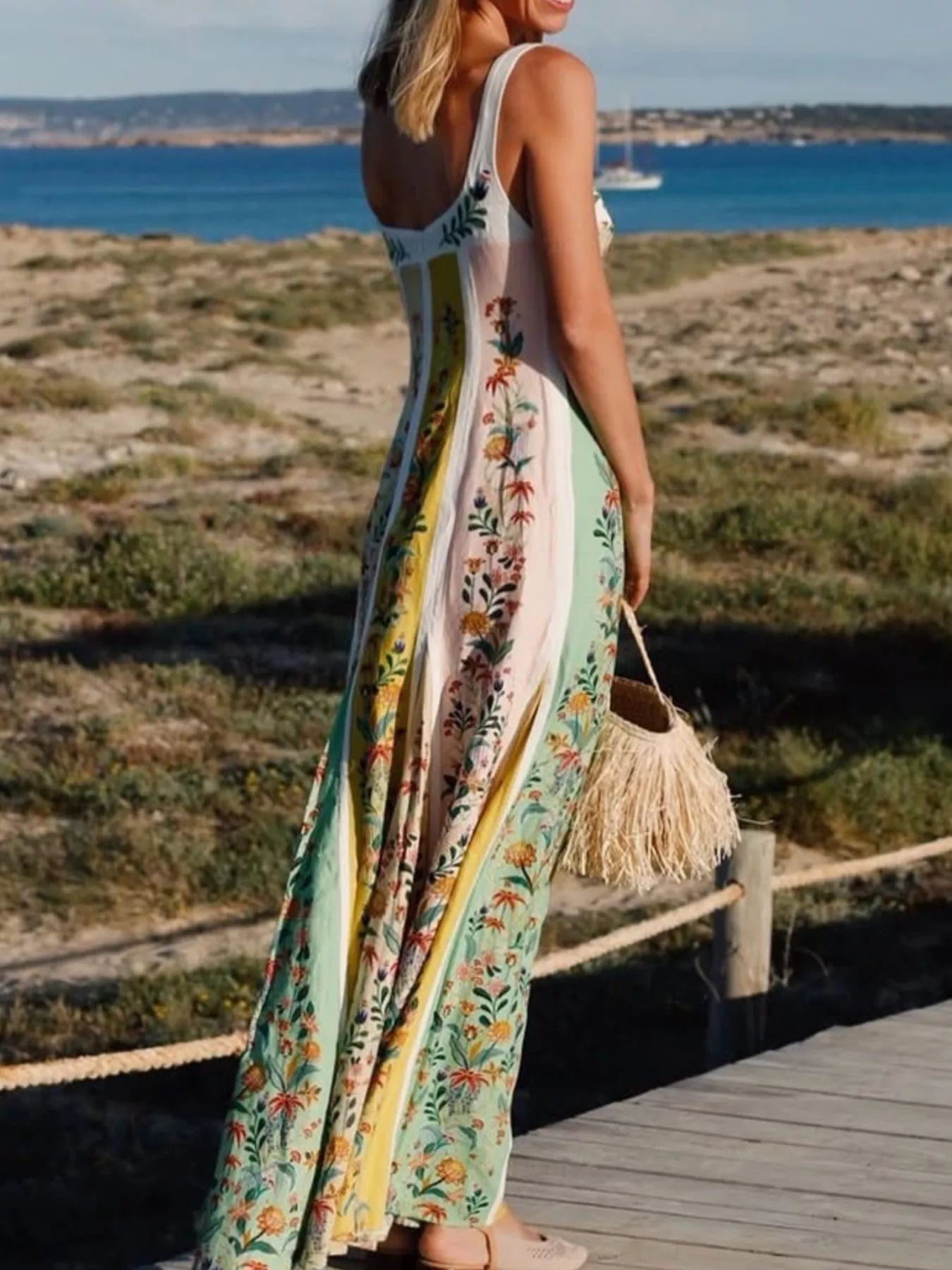 Floral Print Sweetheart Neck Maxi Dress - Be Bliss Boutique