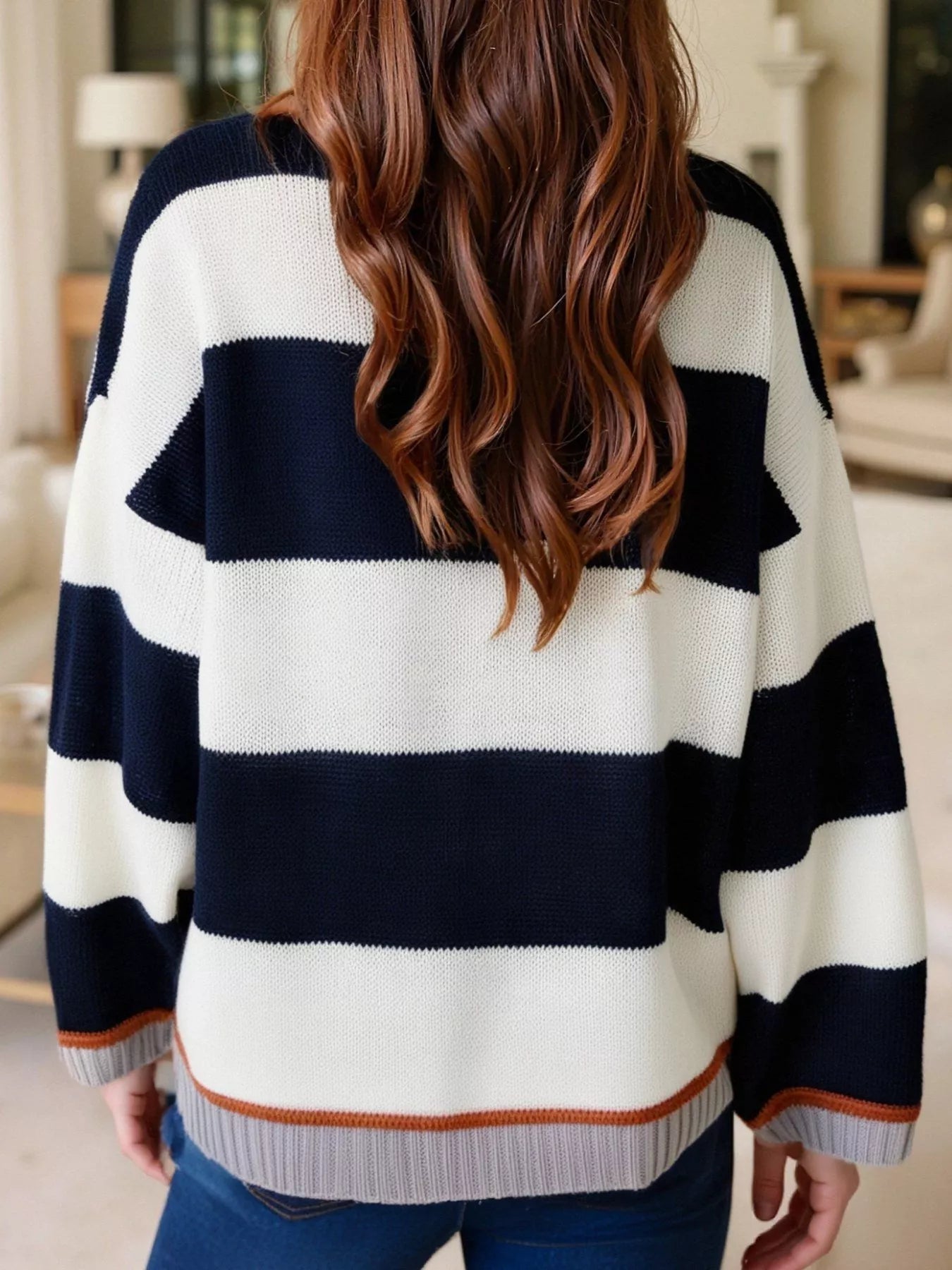Color Block Round Neck Sweater -  Be Bliss Boutique