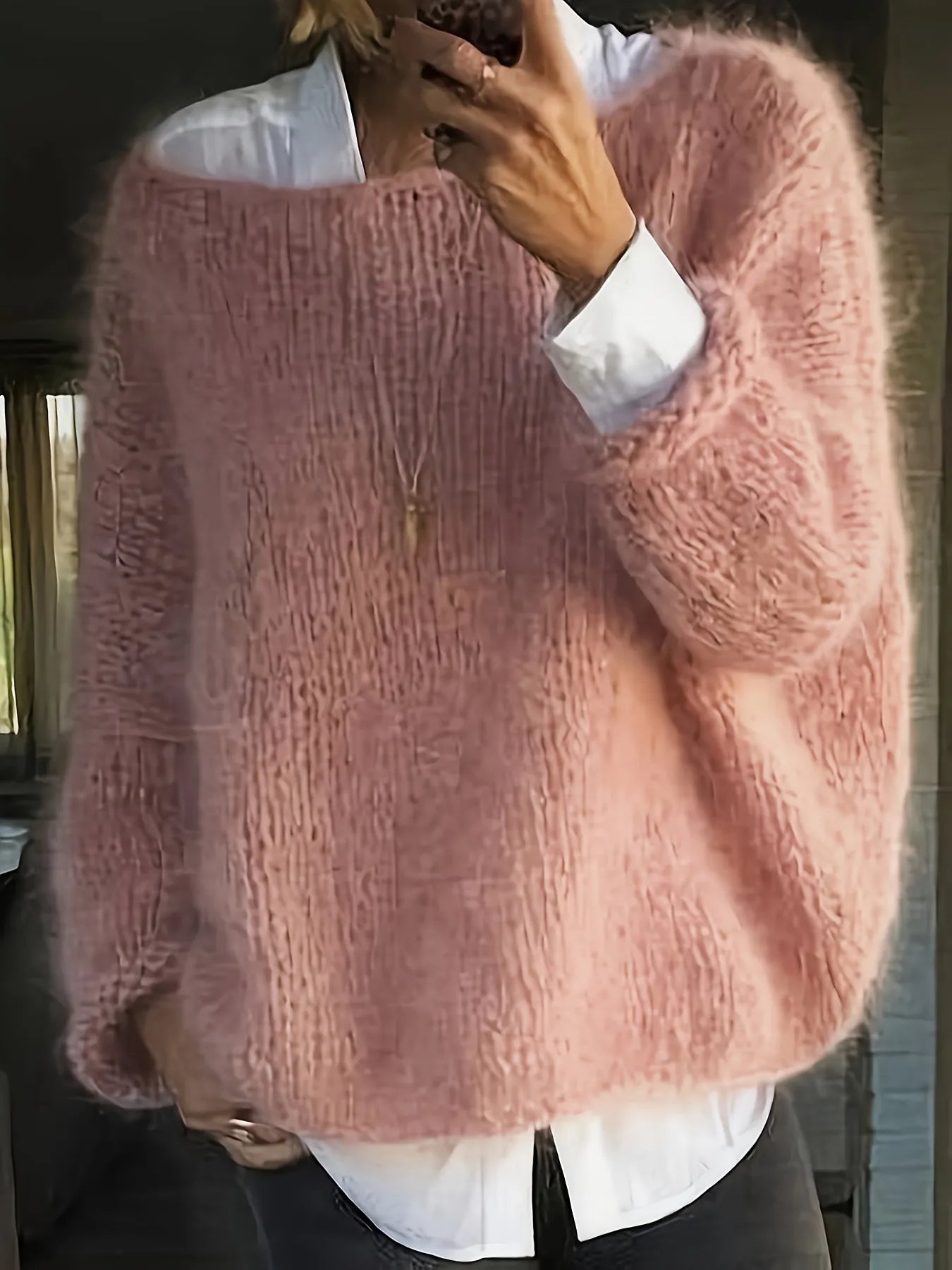 Oversized Round Neck  Long Sleeve Sweater - Be Bliss Boutique