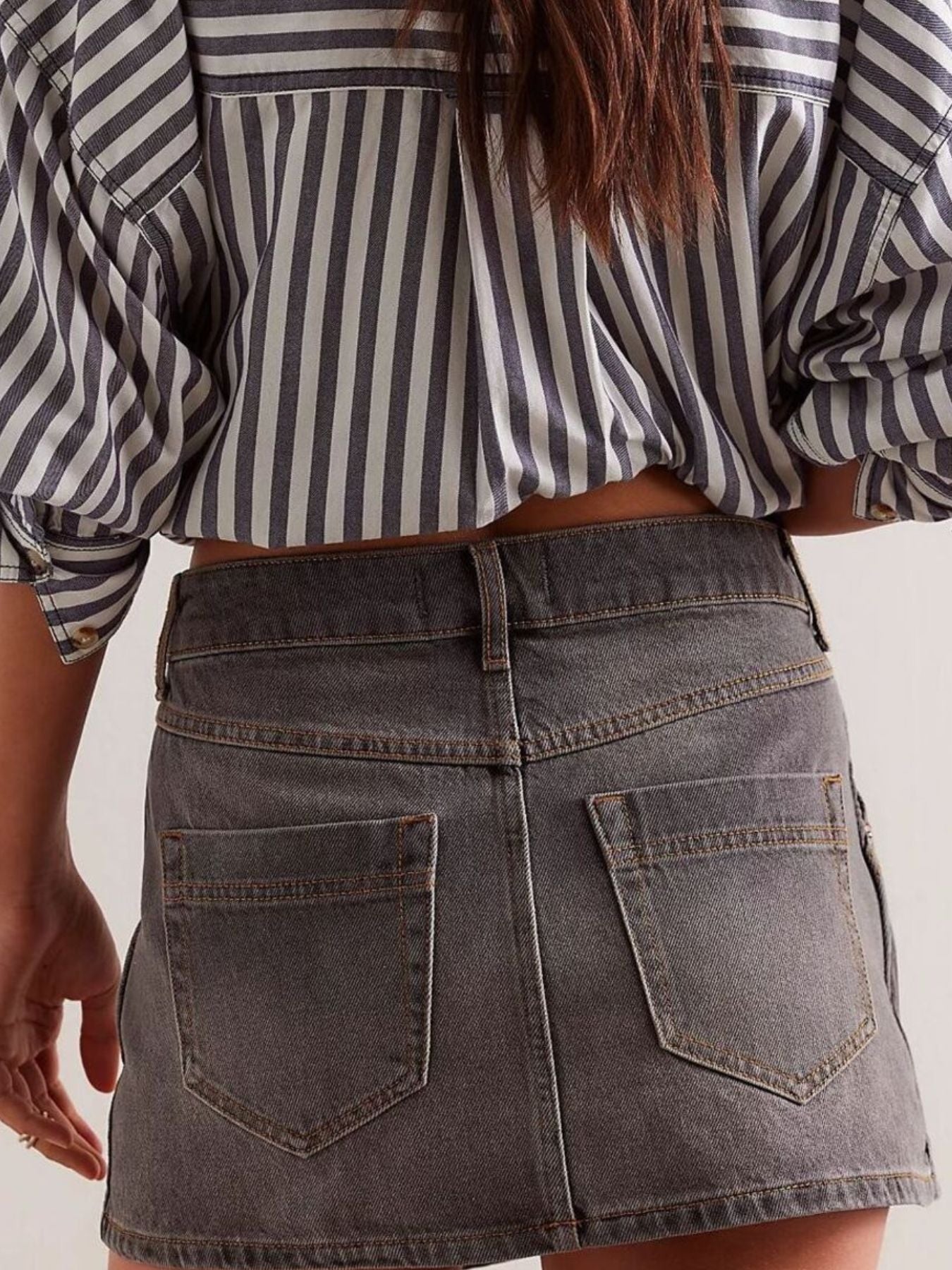 Asymmetrical Button Front Denim Skort - Be Bliss Boutique