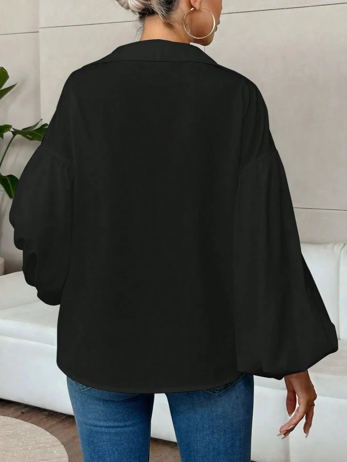 Polka Dot Balloon Sleeve Blouse -  Be Bliss Boutique