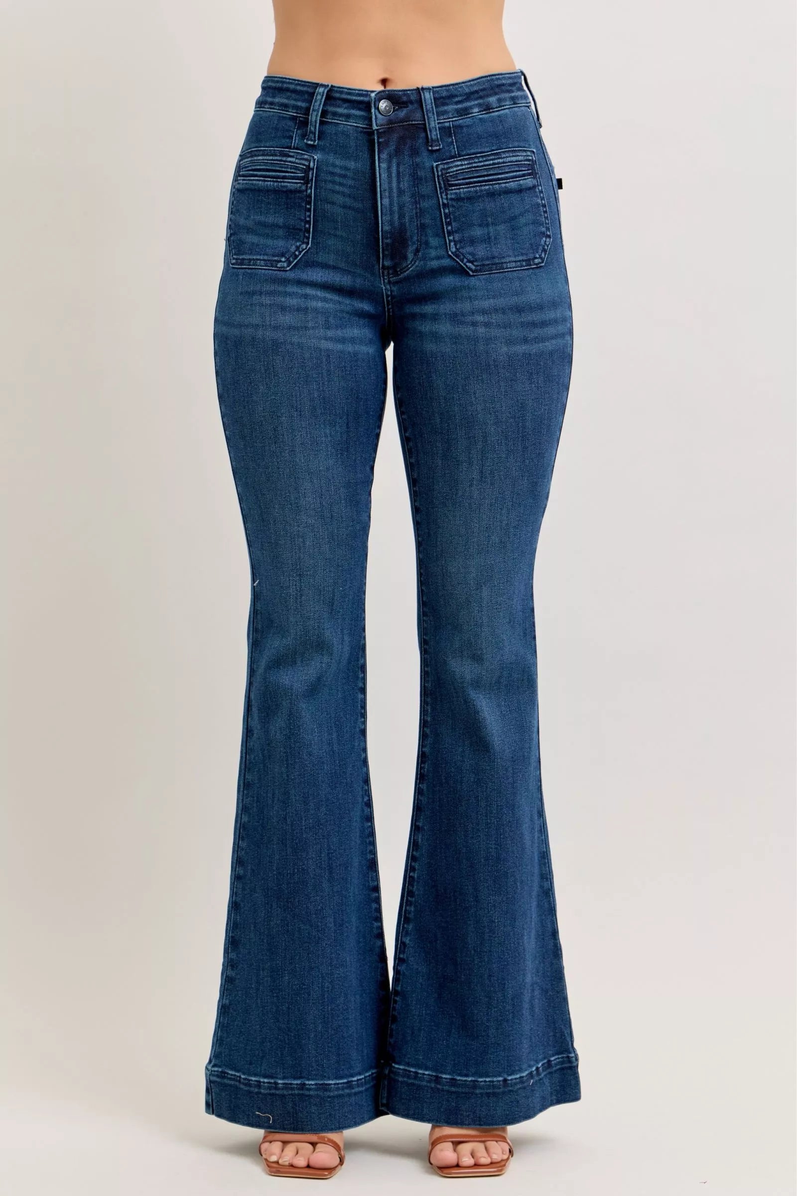 Judy Blue Jeans - High-Waisted Flare Jeans with Front Pockets - Be Bliss Boutique