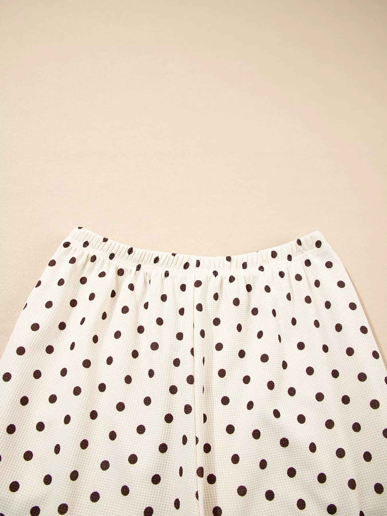 Polka Dot Notched Long Sleeve Top and Drawstring Joggers Lounge Set - Be Bliss Boutique
